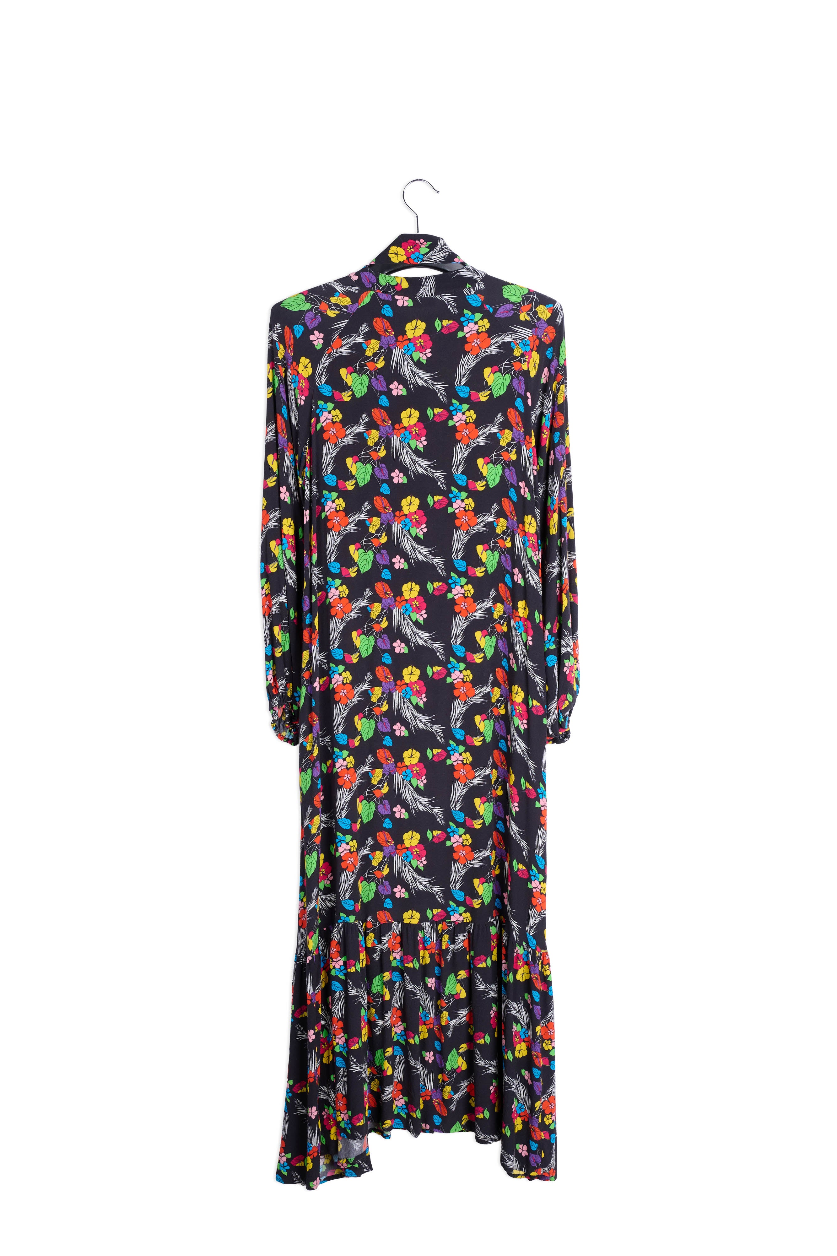 Zwarte maxi-jurk met tropische print RE—SSENTIEL | Essentiel second hand