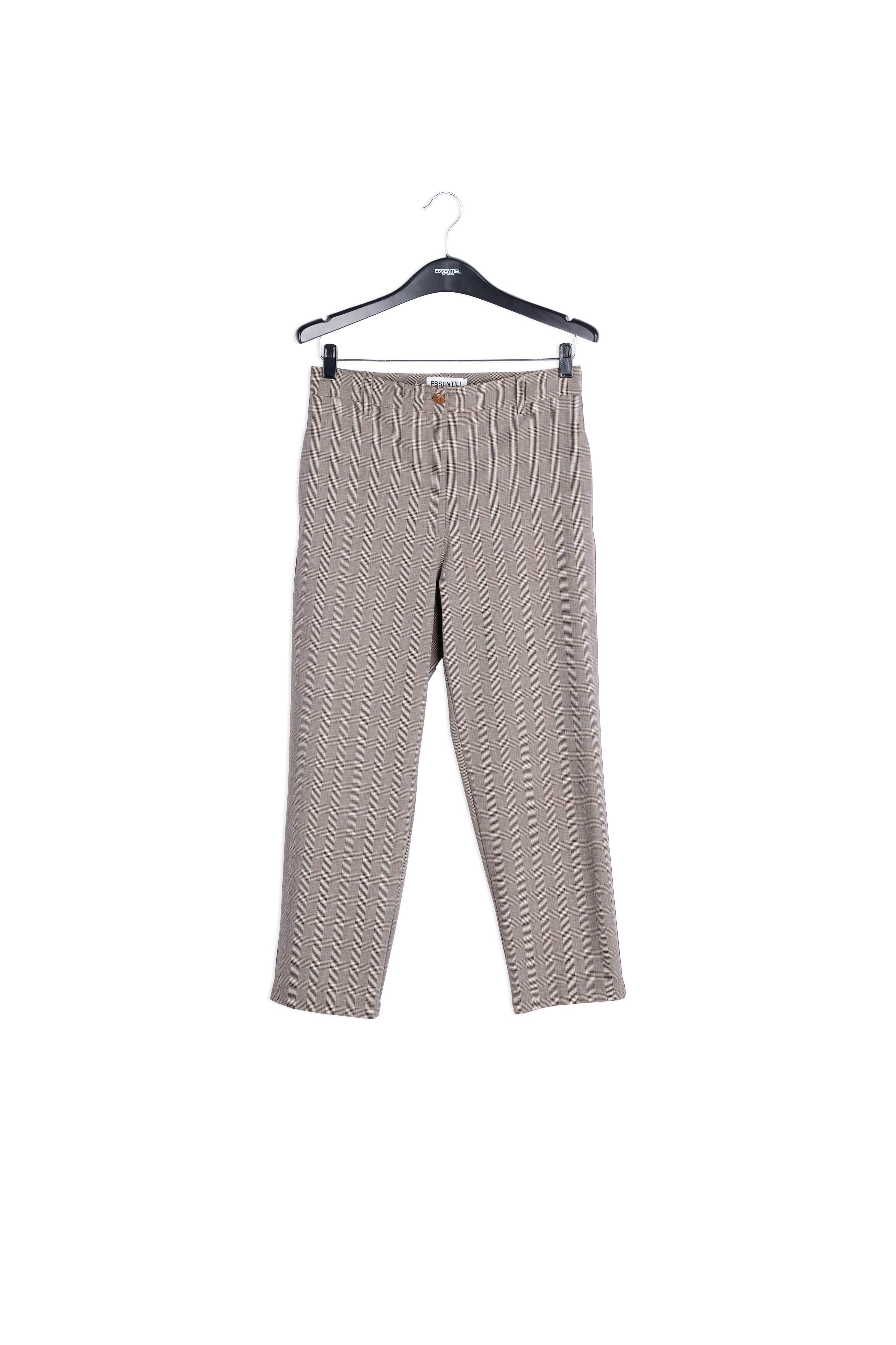 Pantalon gris clair à carreaux RE—SSENTIEL | Essentiel second hand