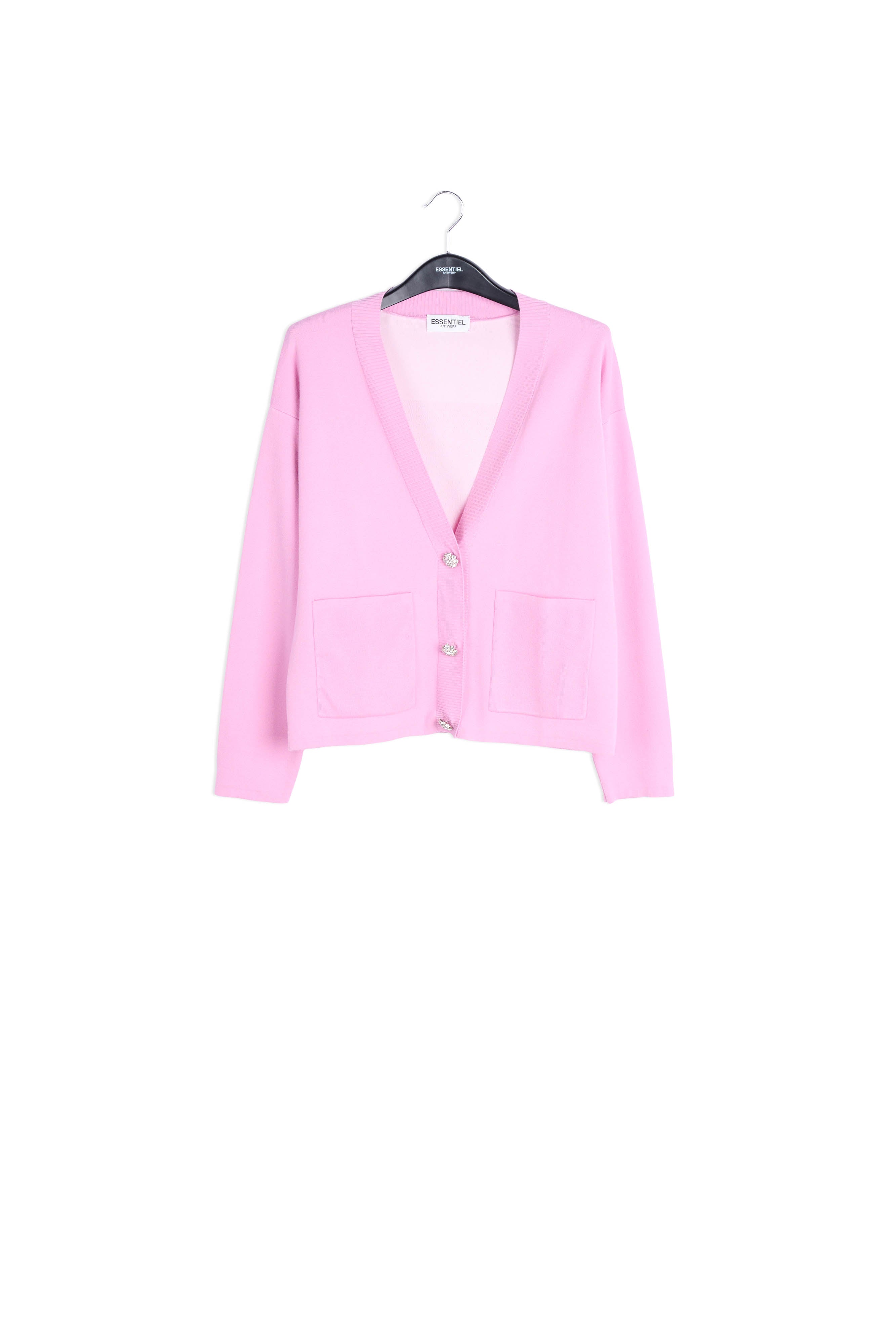 Pink cardigan with rhinestone buttons RE—SSENTIEL | Essentiel second hand