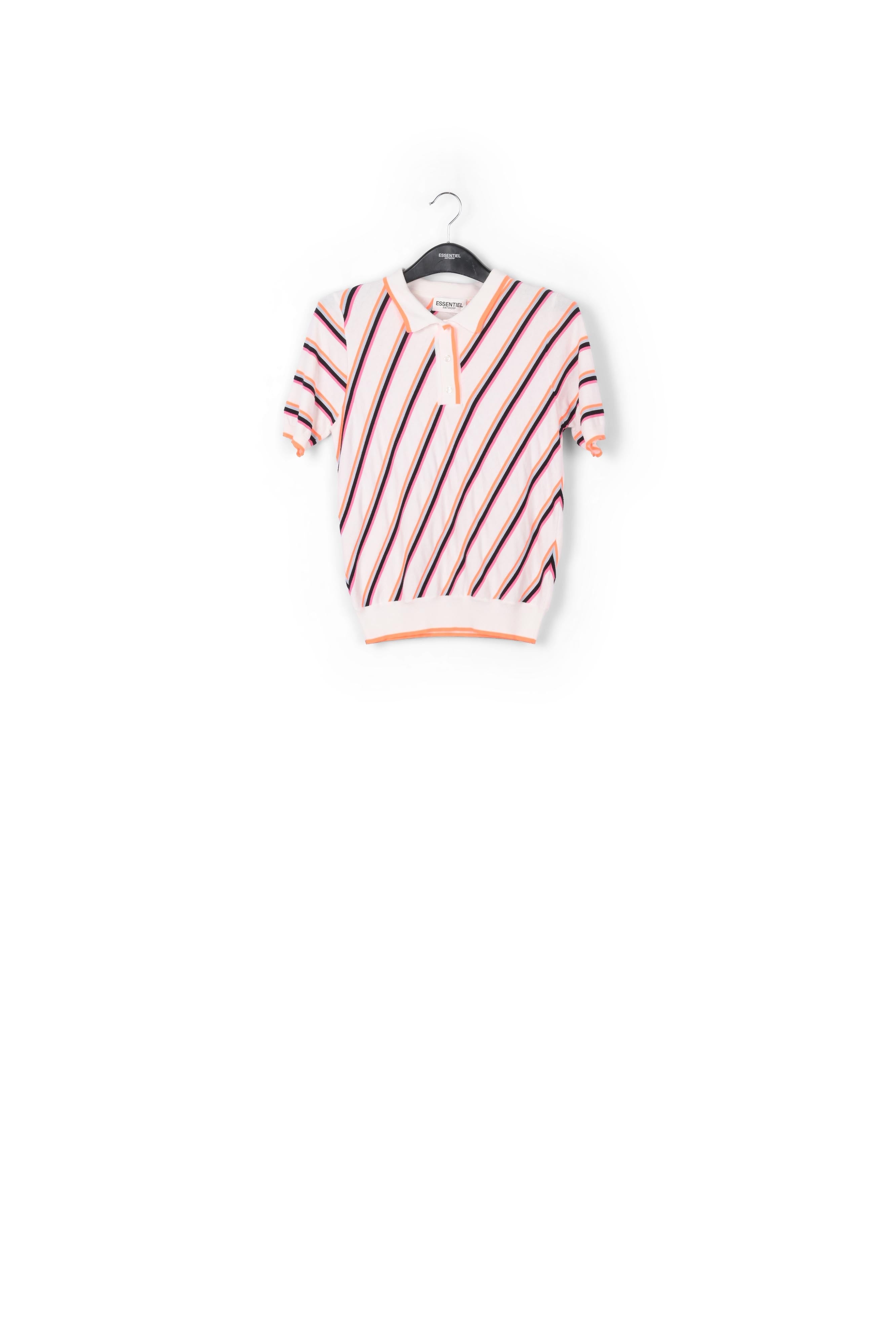 Off-white polo shirt with neon stripes RE—SSENTIEL | Essentiel second hand