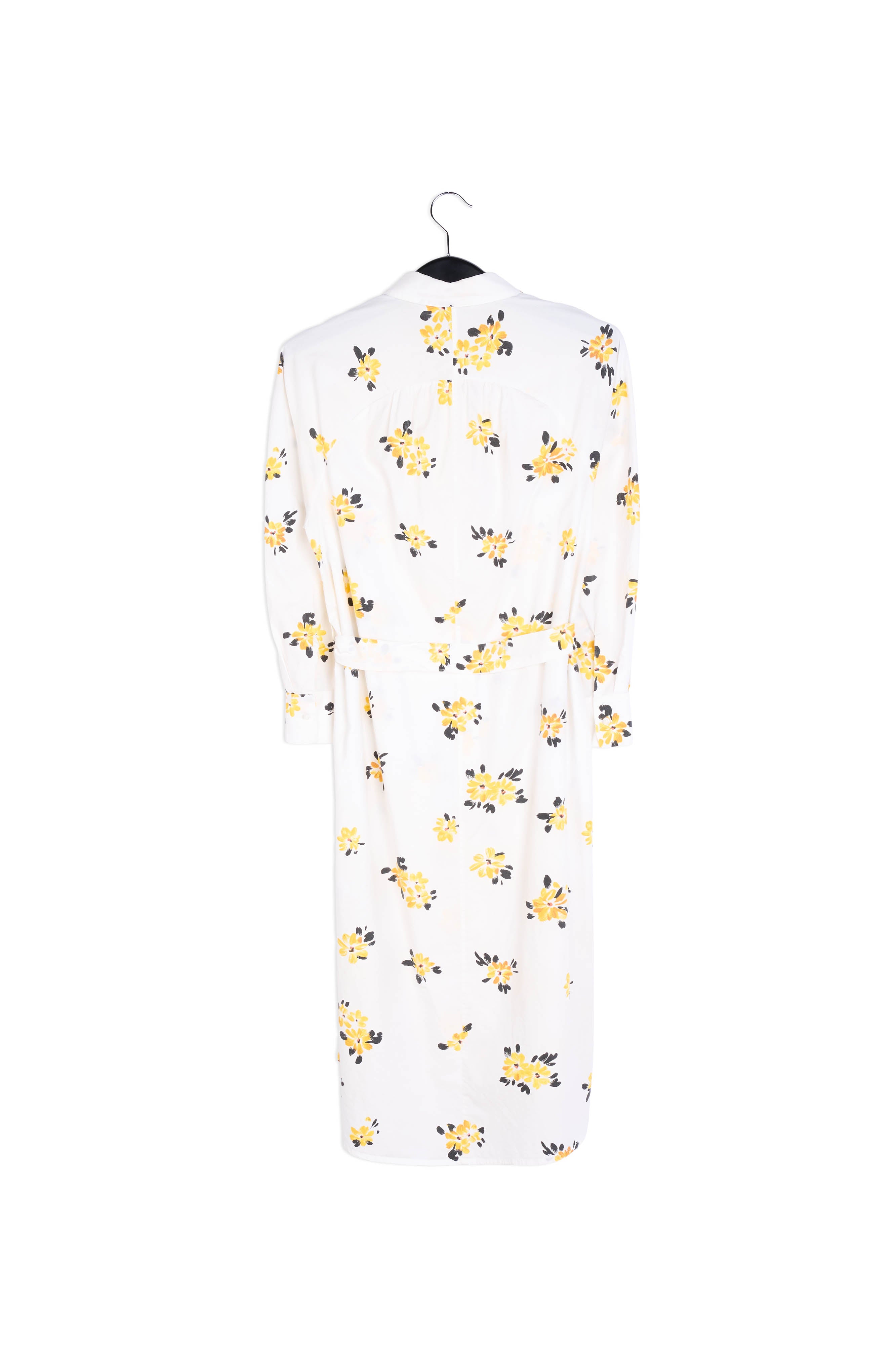 White shirt dress with blue and green floral print RE—SSENTIEL | Essentiel second hand