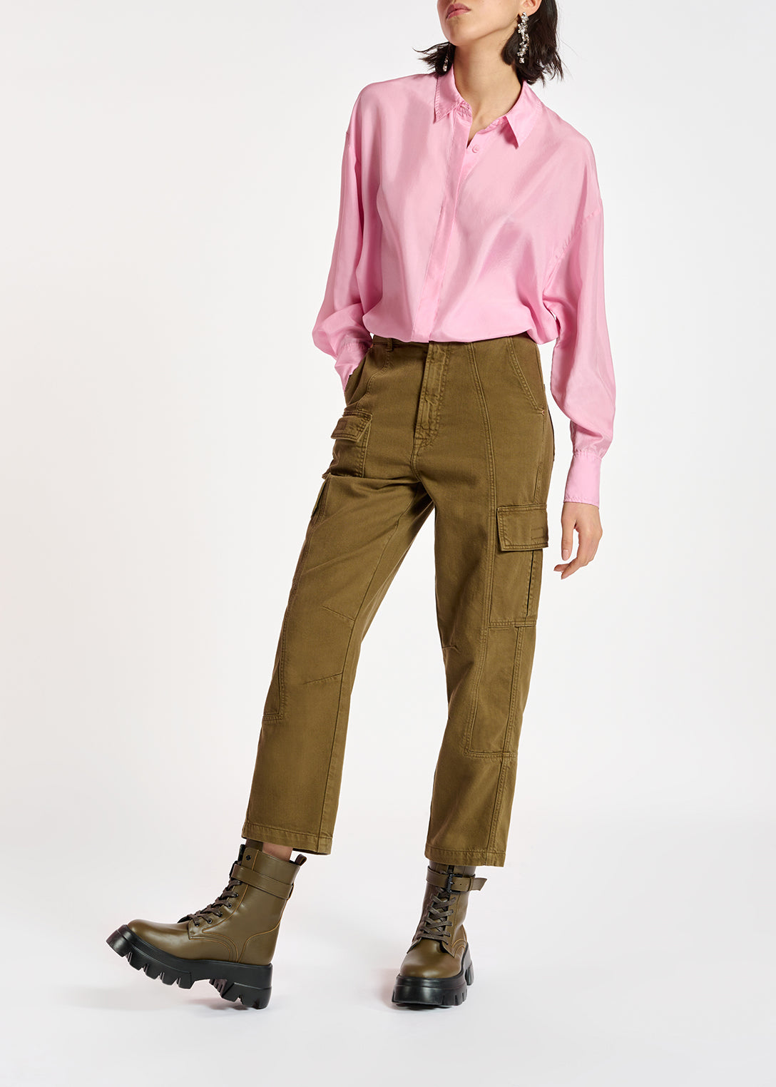 Khaki straight-leg cargo jeans RE—SSENTIEL | Essentiel second hand