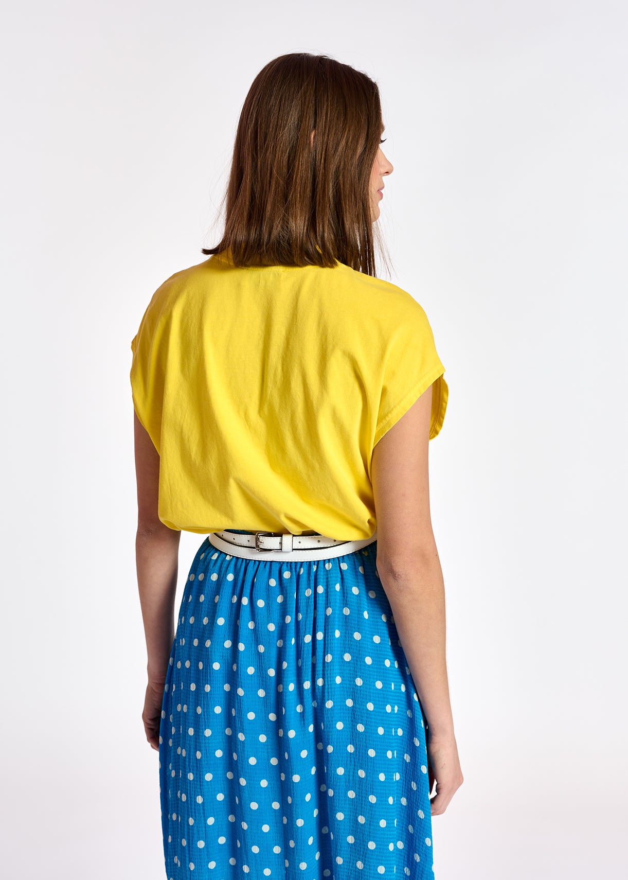 T-shirt jaune à  mancherons en coton bio RE—SSENTIEL | Essentiel second hand