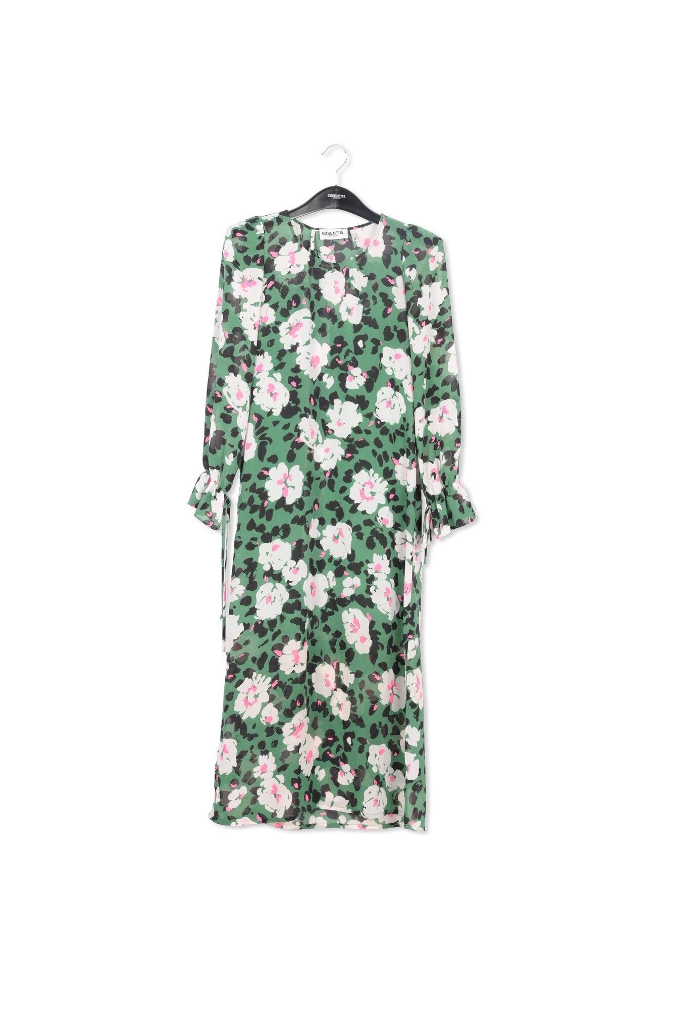 Robe midi verte à fleurs avec ceinture RE—SSENTIEL | Essentiel second hand