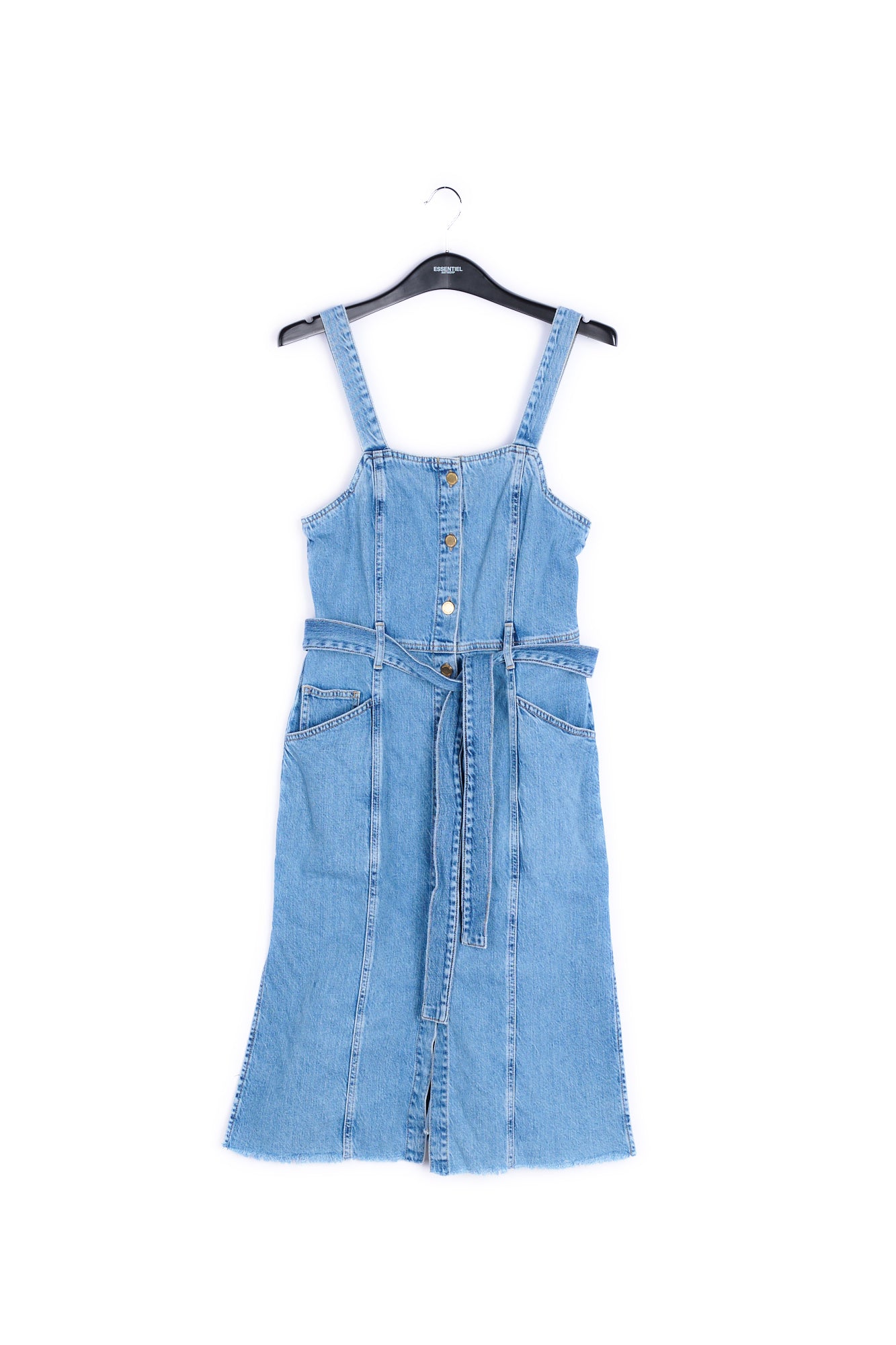 Donkerblauwe jeans mini-jurk met riem RE—SSENTIEL | Essentiel second hand
