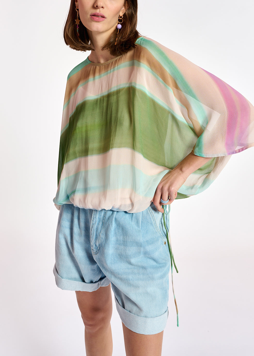 Multicolor voluminous sheer top RE—SSENTIEL | Essentiel second hand