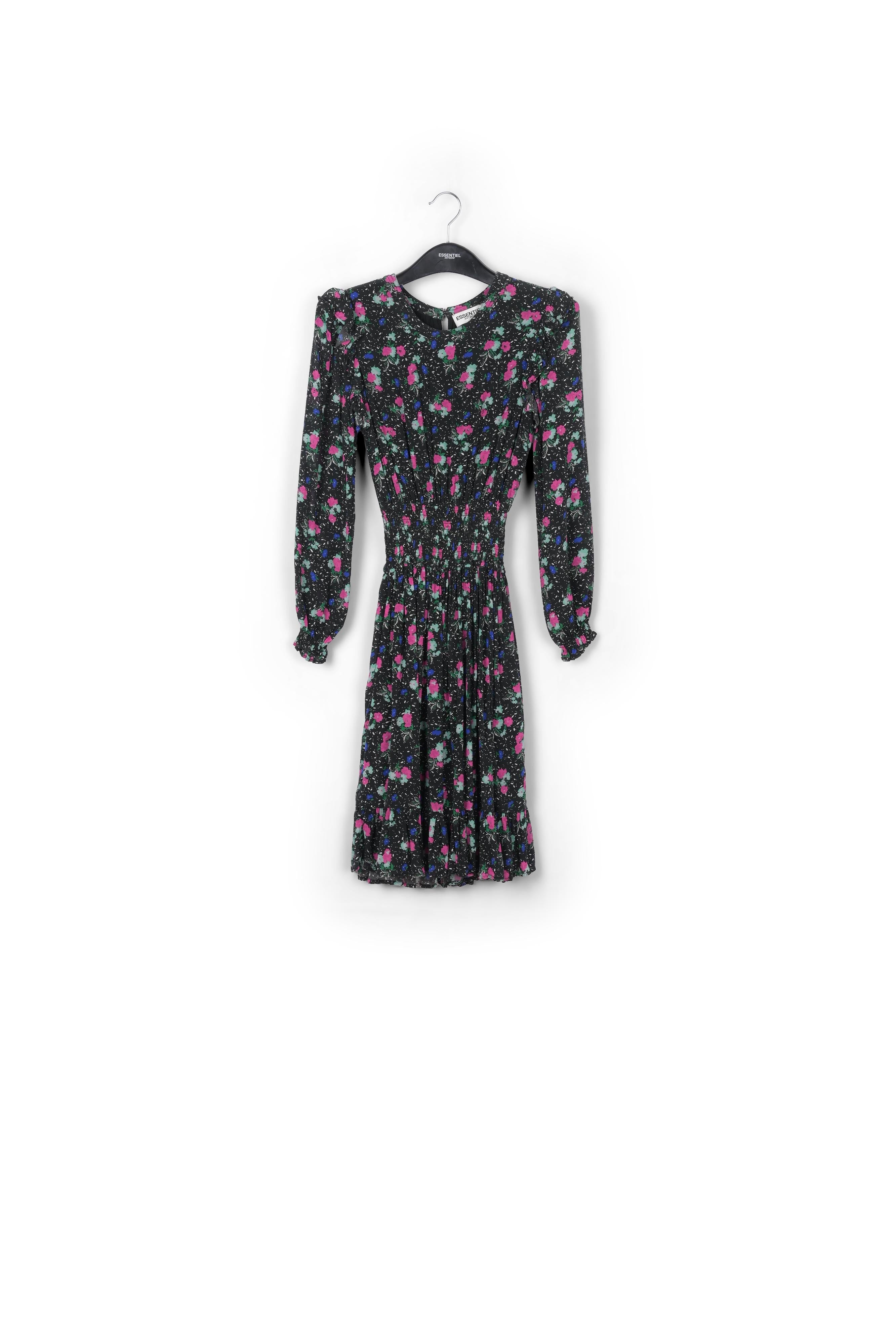 Black floral-print midi dress RE—SSENTIEL | Essentiel second hand