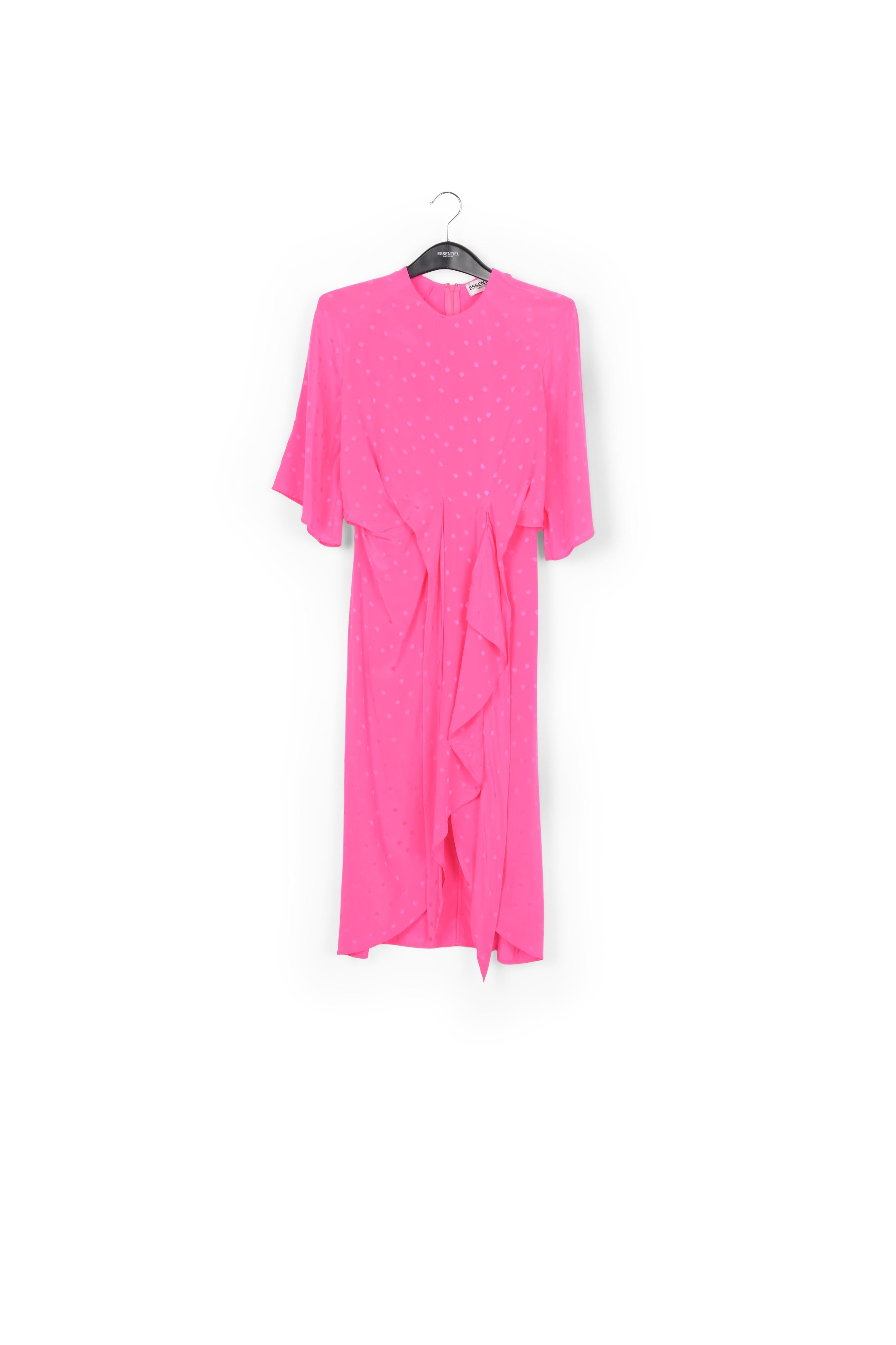 Robe midi rose en soie à fleurs et à pois RE—SSENTIEL | Essentiel second hand