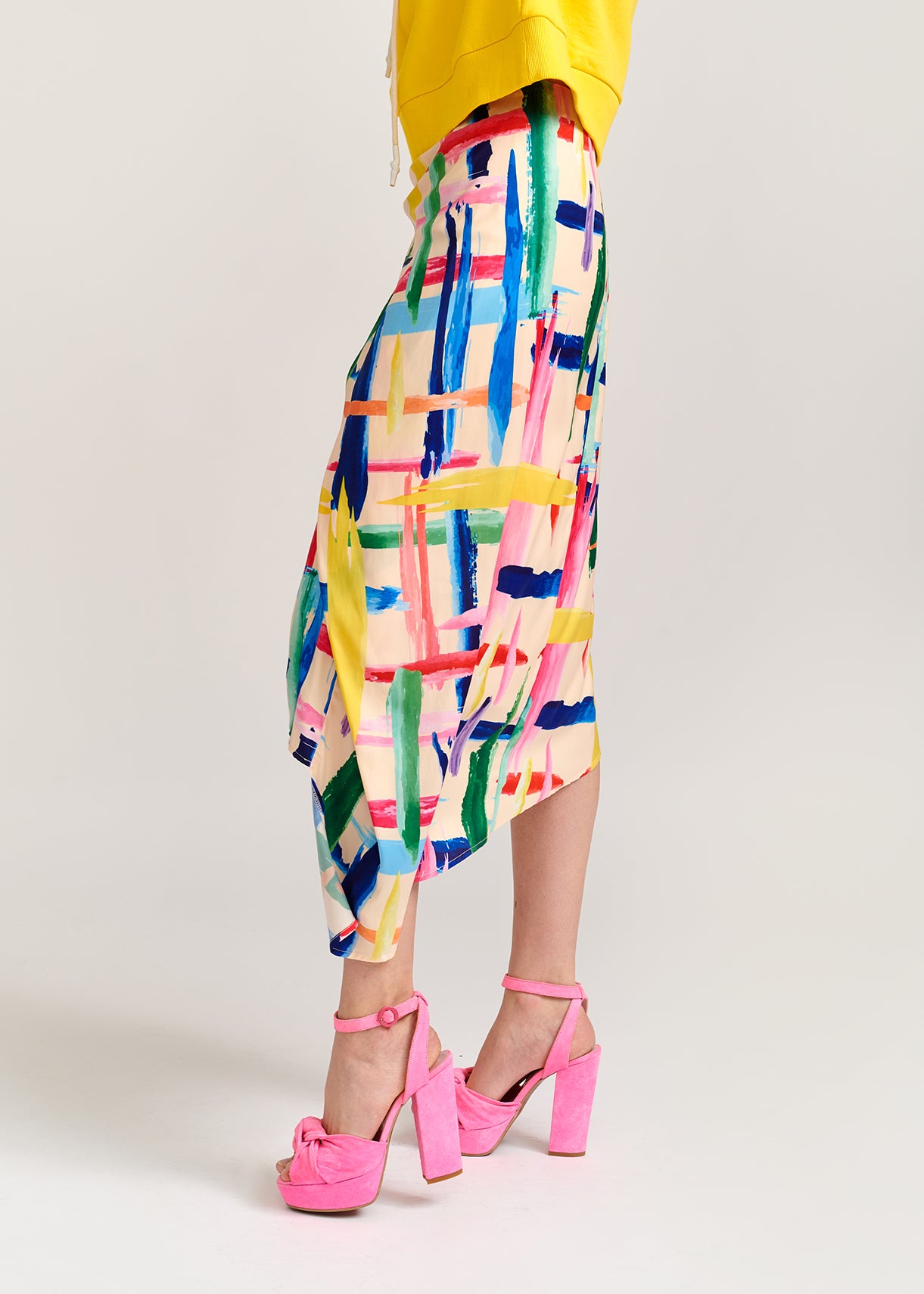 Jupe midi à rayures graphiques multicolores RE—SSENTIEL | Essentiel second hand