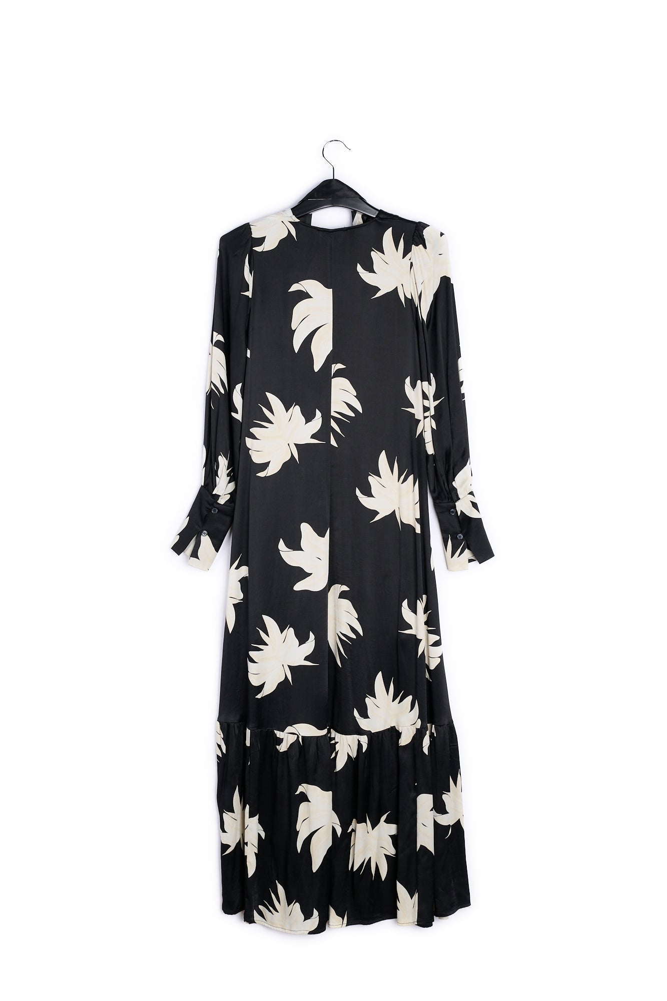 Black and off-white floral print maxi dress RE—SSENTIEL | Essentiel second hand