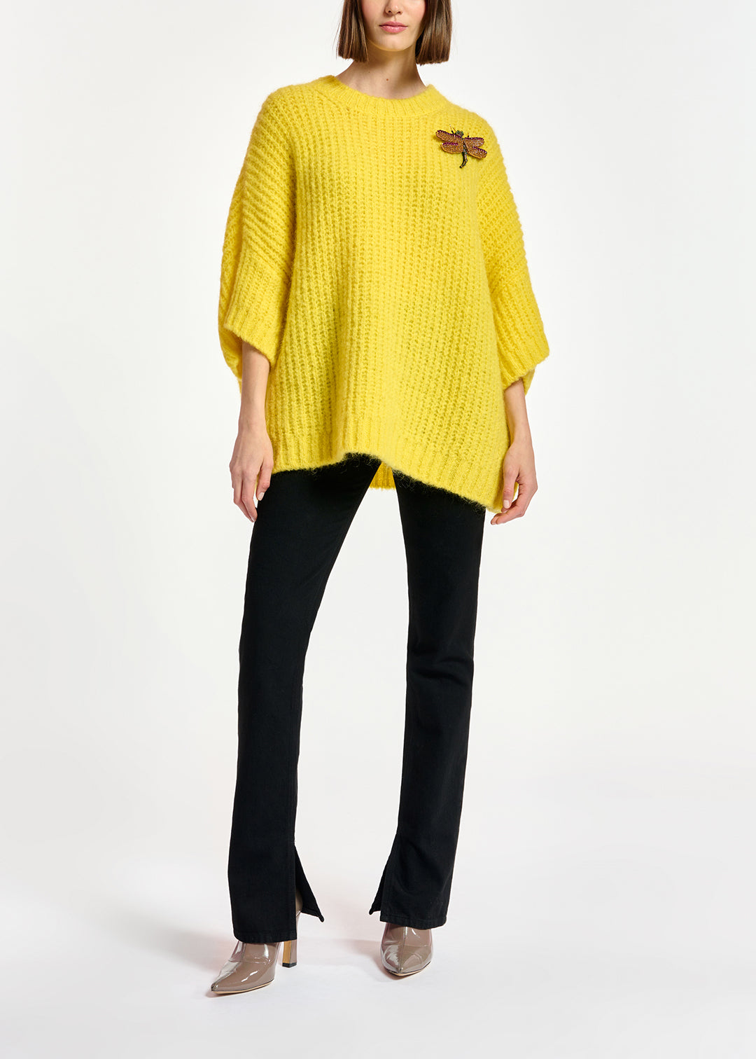 Yellow boxy cut knit sweater RE—SSENTIEL | Essentiel second hand