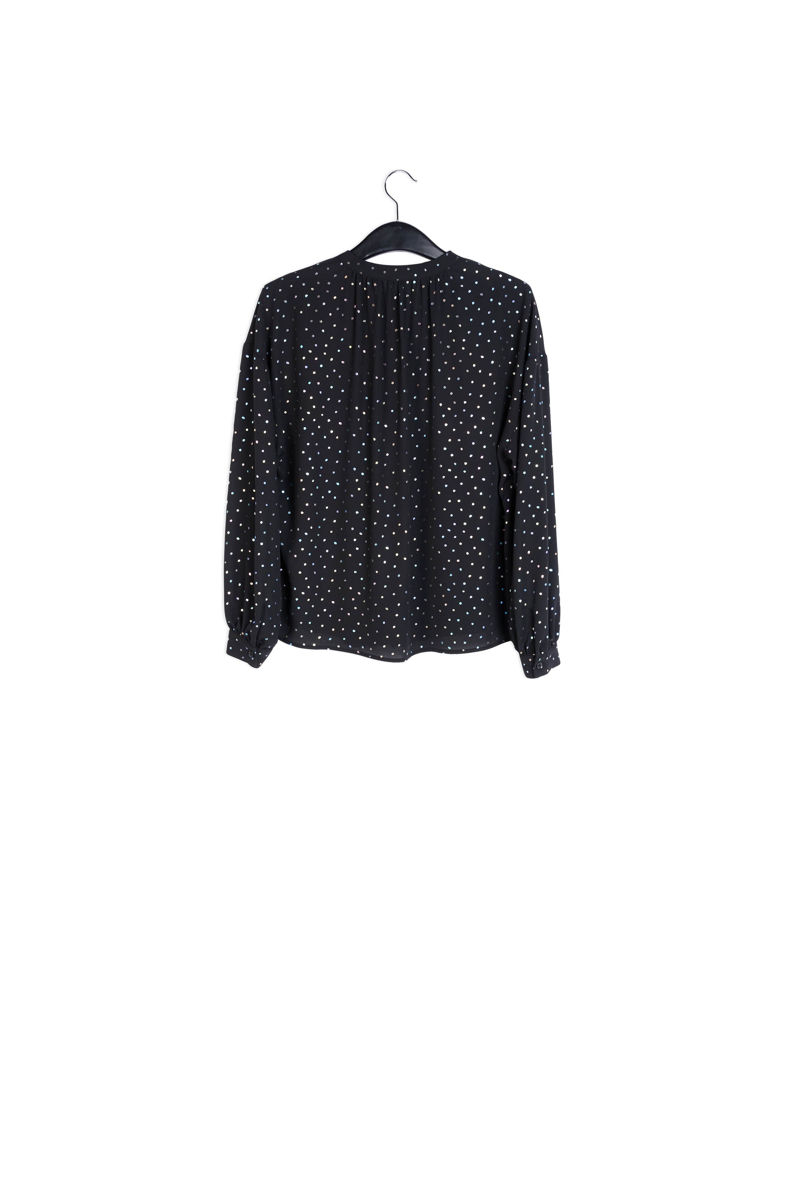 Black buttoned blouse with holographic polka dots RE—SSENTIEL | Essentiel second hand