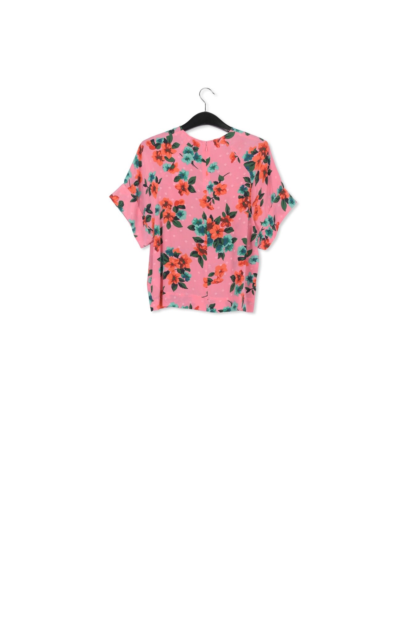 Pink floral and polka dot silk top RE—SSENTIEL | Essentiel second hand