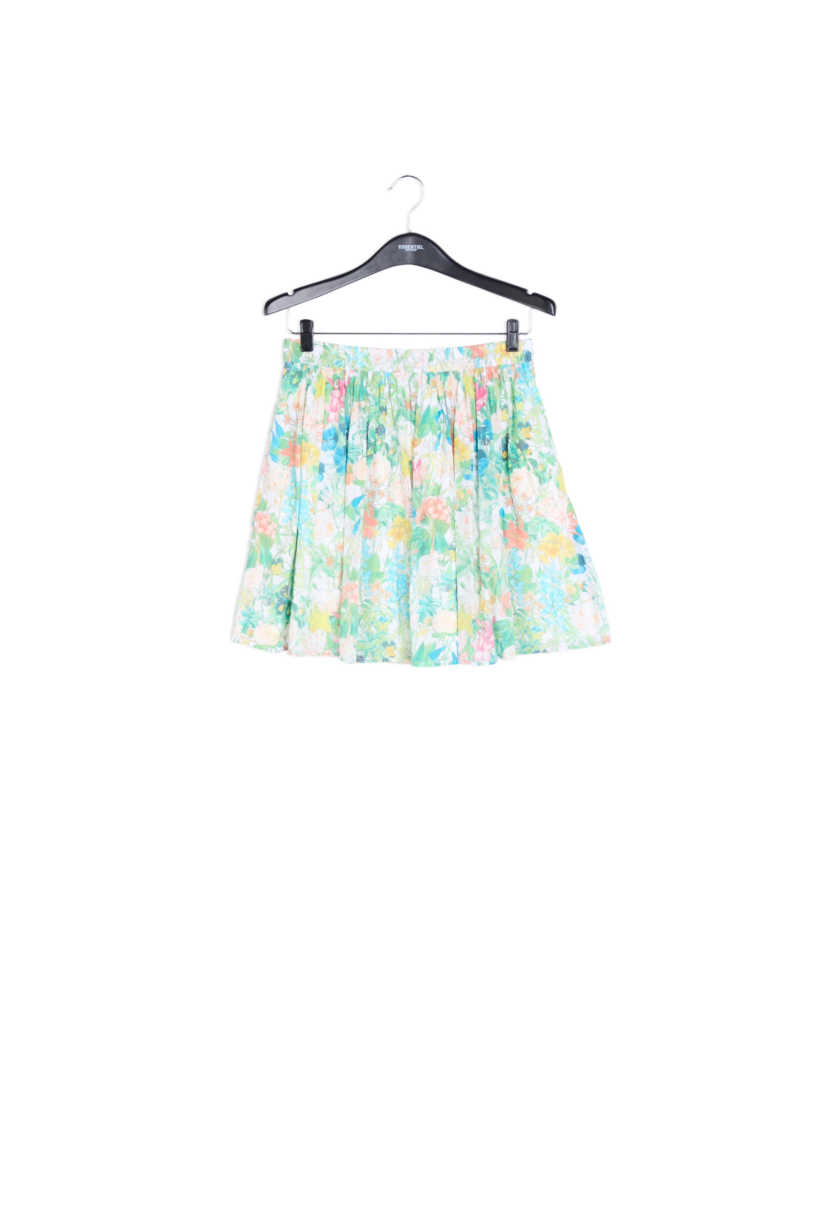 Vibrant green floral print mini skirt RE—SSENTIEL | Essentiel second hand