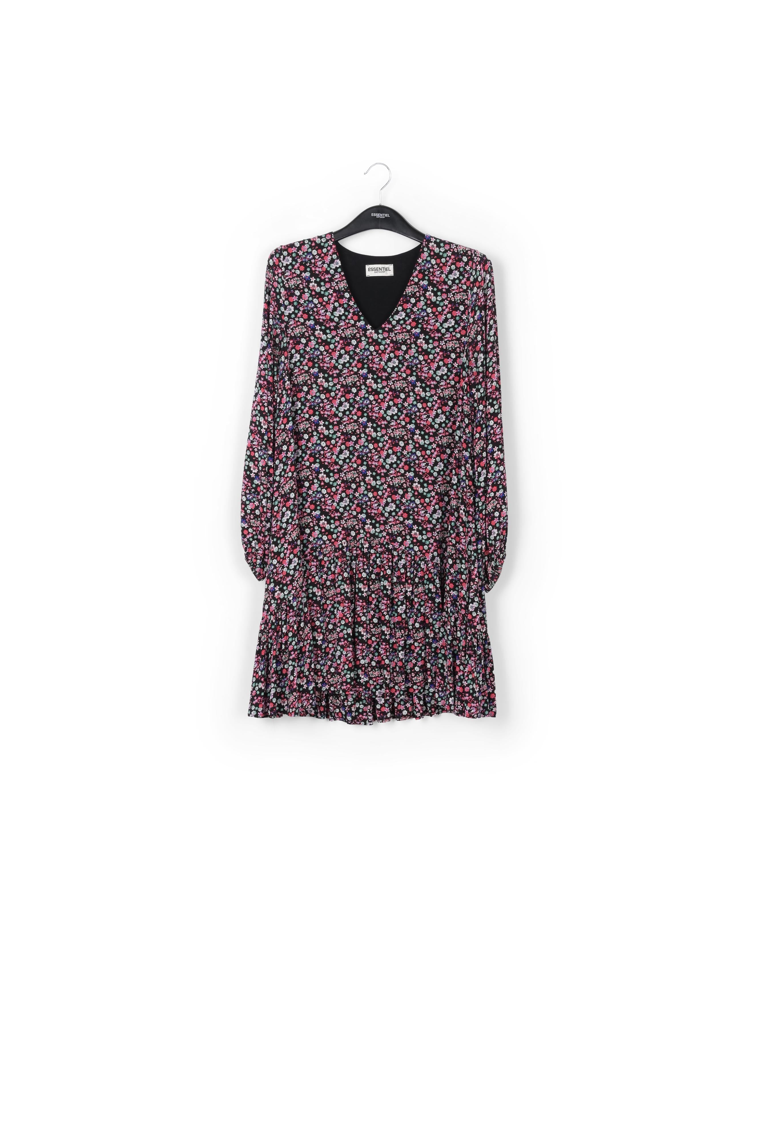 Black floral-print mini dress RE—SSENTIEL | Essentiel second hand