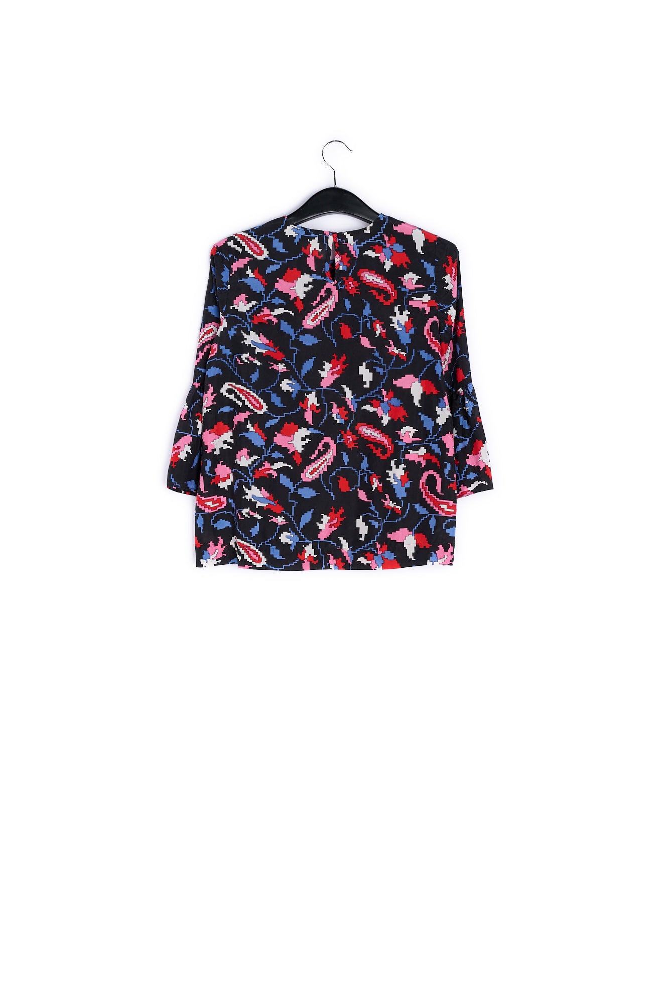 Blue silk Blouse with flower print RE—SSENTIEL | Essentiel second hand