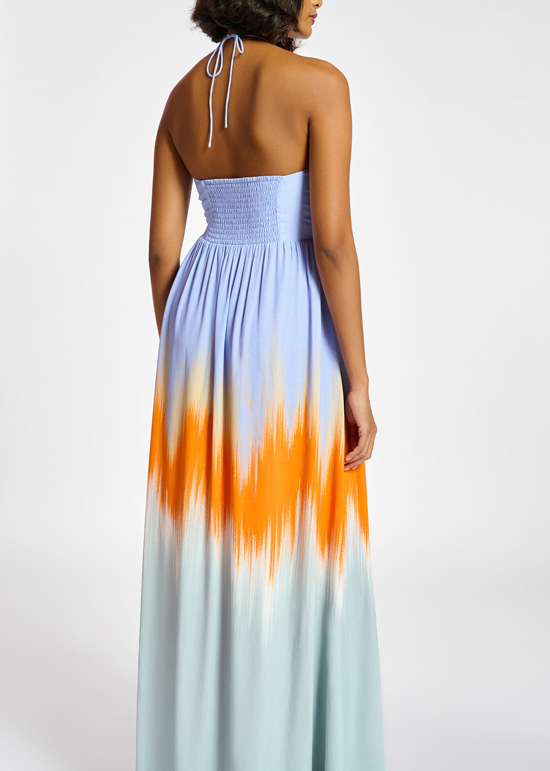 Robe maxi bleu clair et orange RE—SSENTIEL | Essentiel second hand