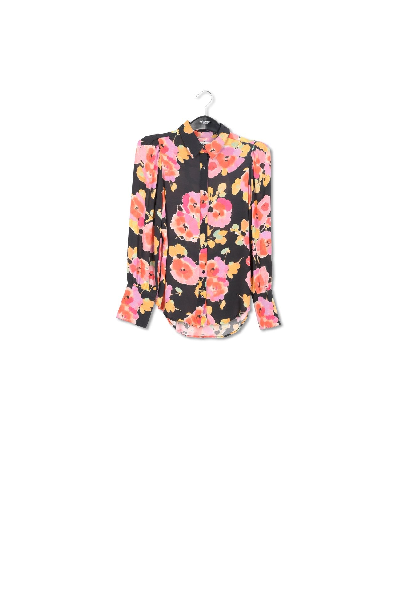 Zwart hemd met bloemenprint RE—SSENTIEL | Essentiel second hand