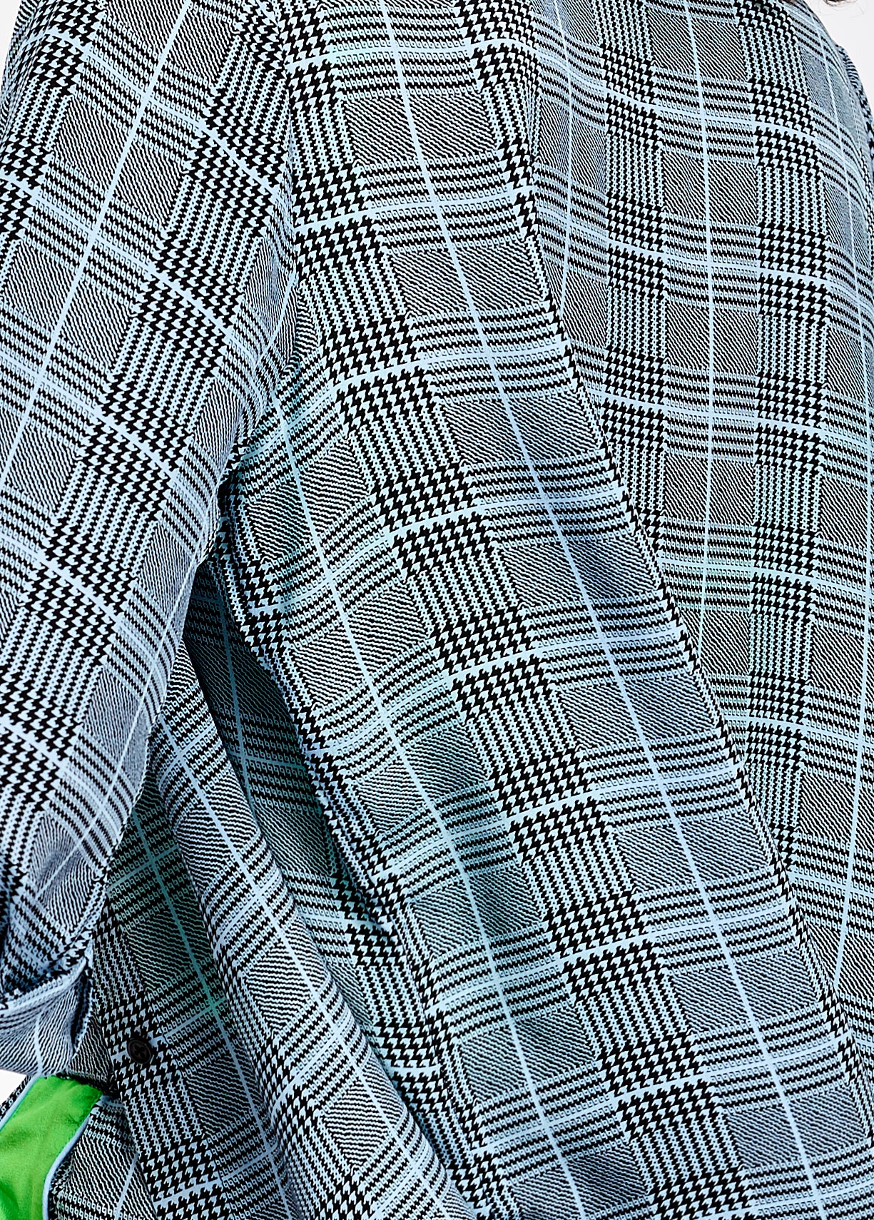 Large check blue print blouse with contrasting stripe RE—SSENTIEL | Essentiel second hand