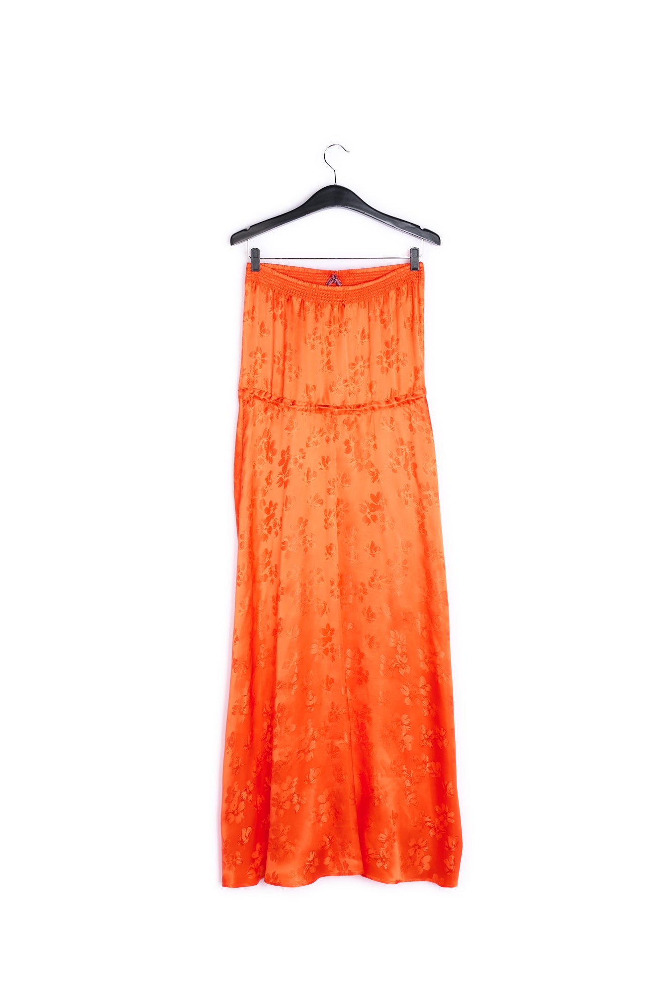 Orange floral-print jacquard maxi dress RE—SSENTIEL | Essentiel second hand