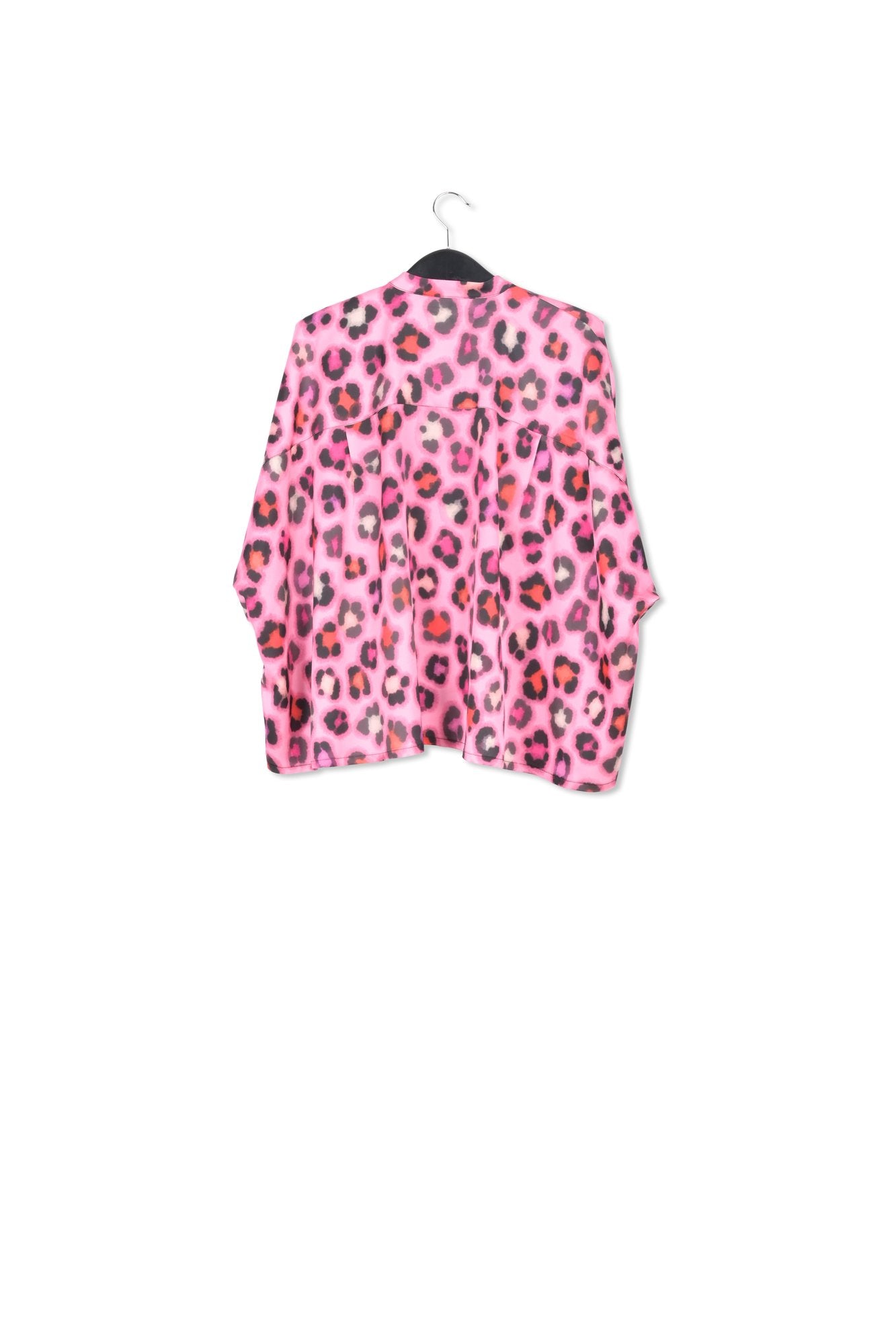 Pink oversized shirt with multicolor leopard print RE—SSENTIEL | Essentiel second hand