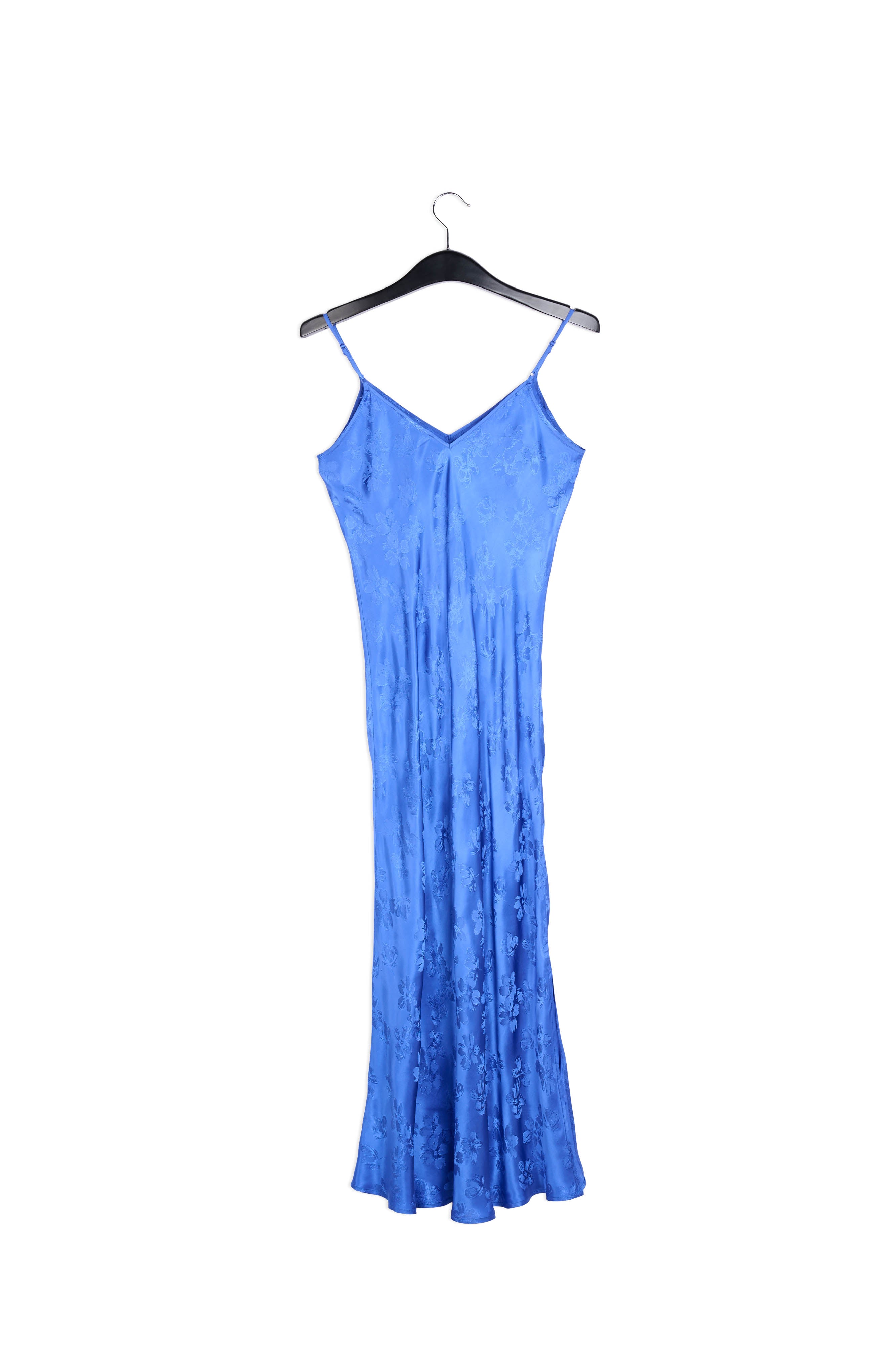Cobalt blue floral-print jacquard slip dress RE—SSENTIEL | Essentiel second hand