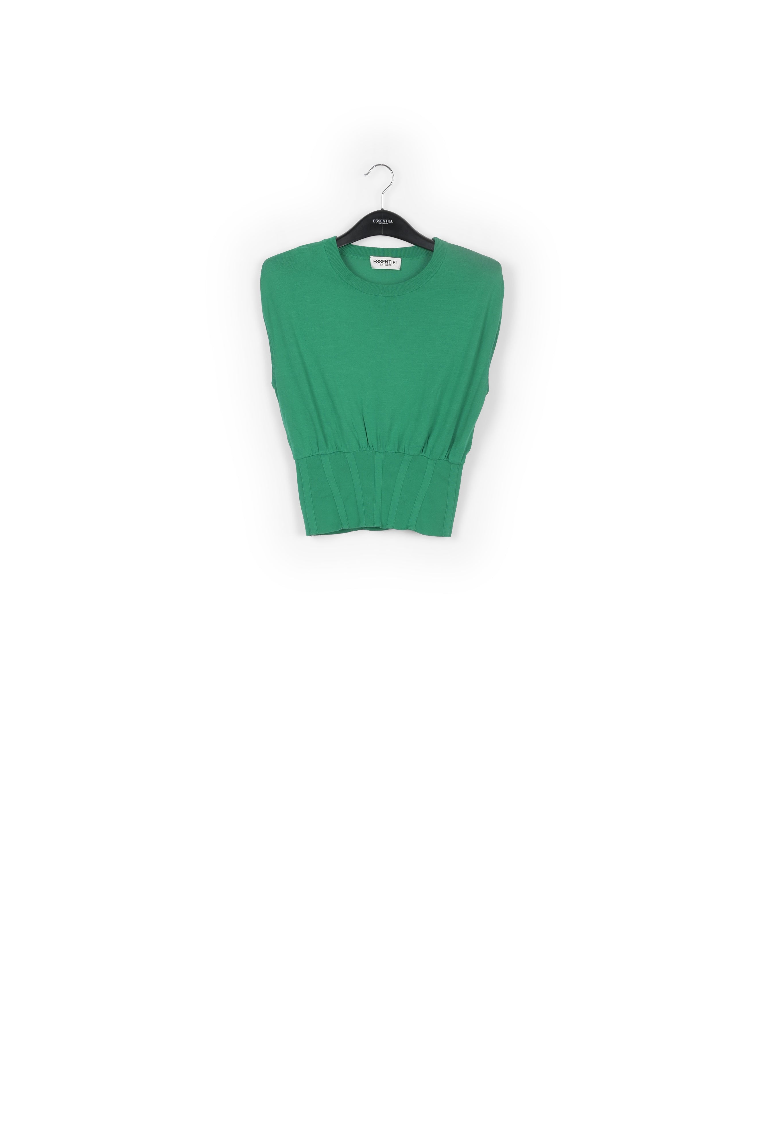 Green sleeveless knitted top with fitted waist RE—SSENTIEL | Essentiel second hand