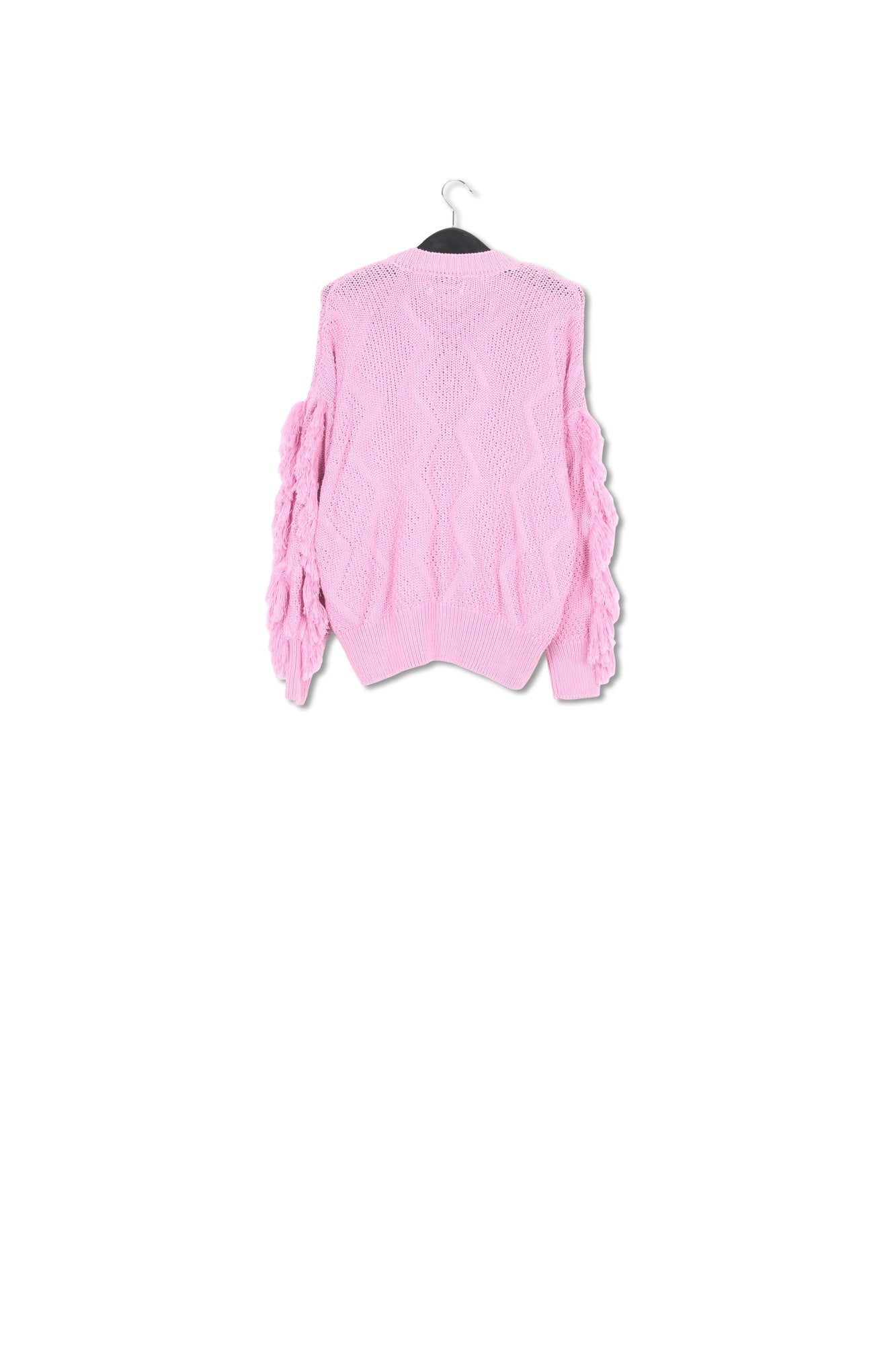 Pull en coton bio rose à franges RE—SSENTIEL | Essentiel second hand