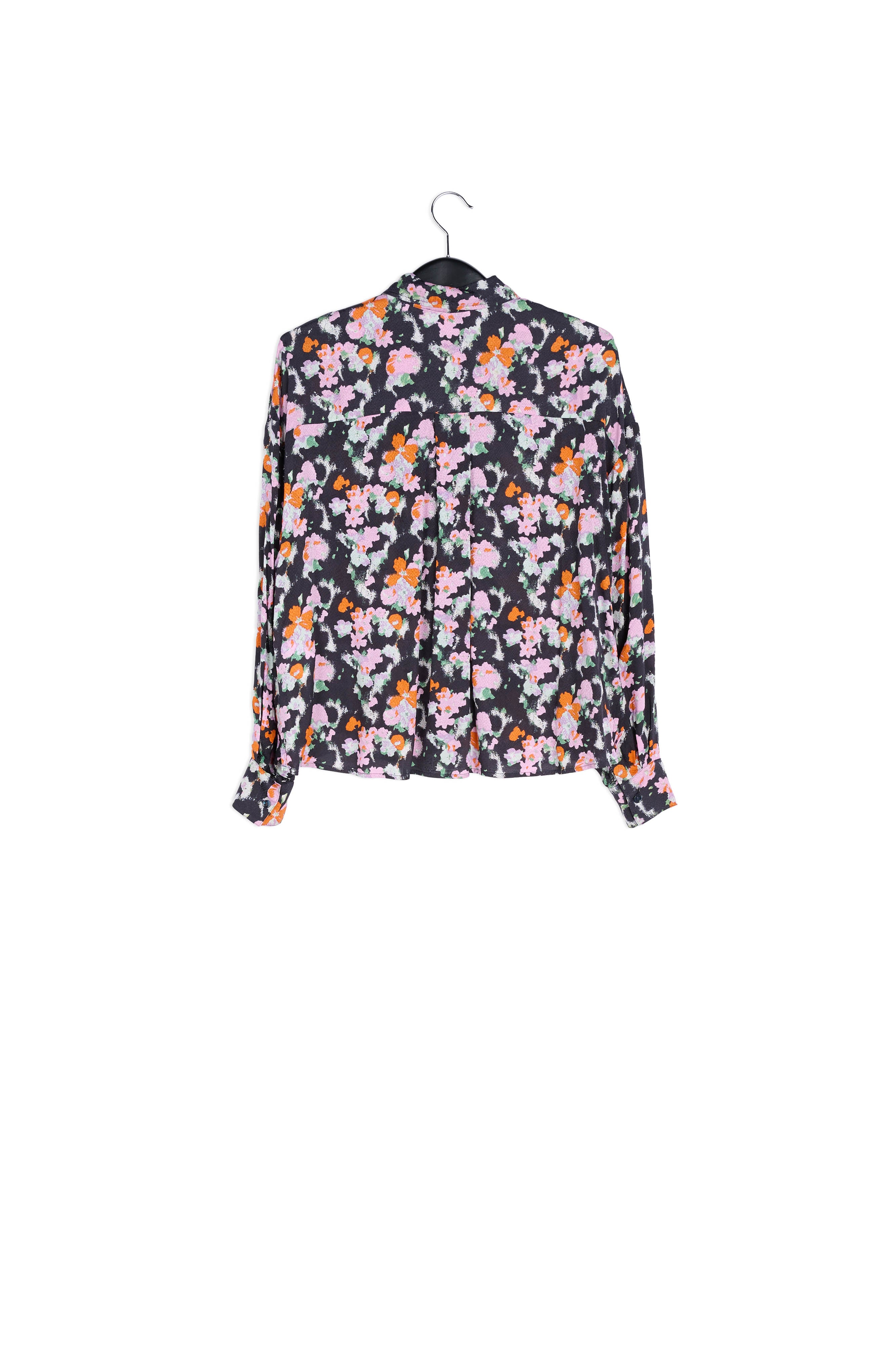 Donkerblauw bloemenhemd met wijde snit RE—SSENTIEL | Essentiel second hand