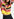 Yellow, pink and black striped knit sweater Faume - seconde main