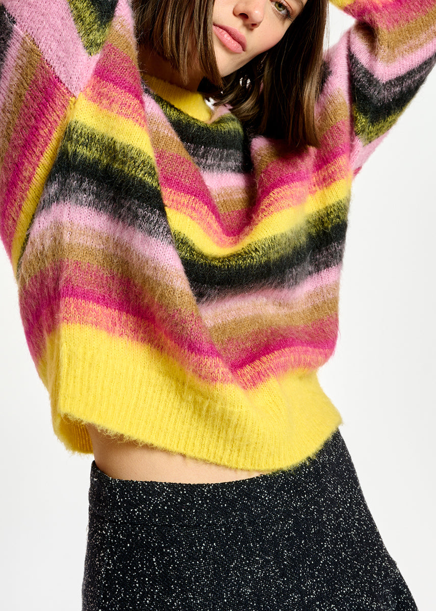 Pull à rayures jaunes, roses et noires RE—SSENTIEL | Essentiel second hand