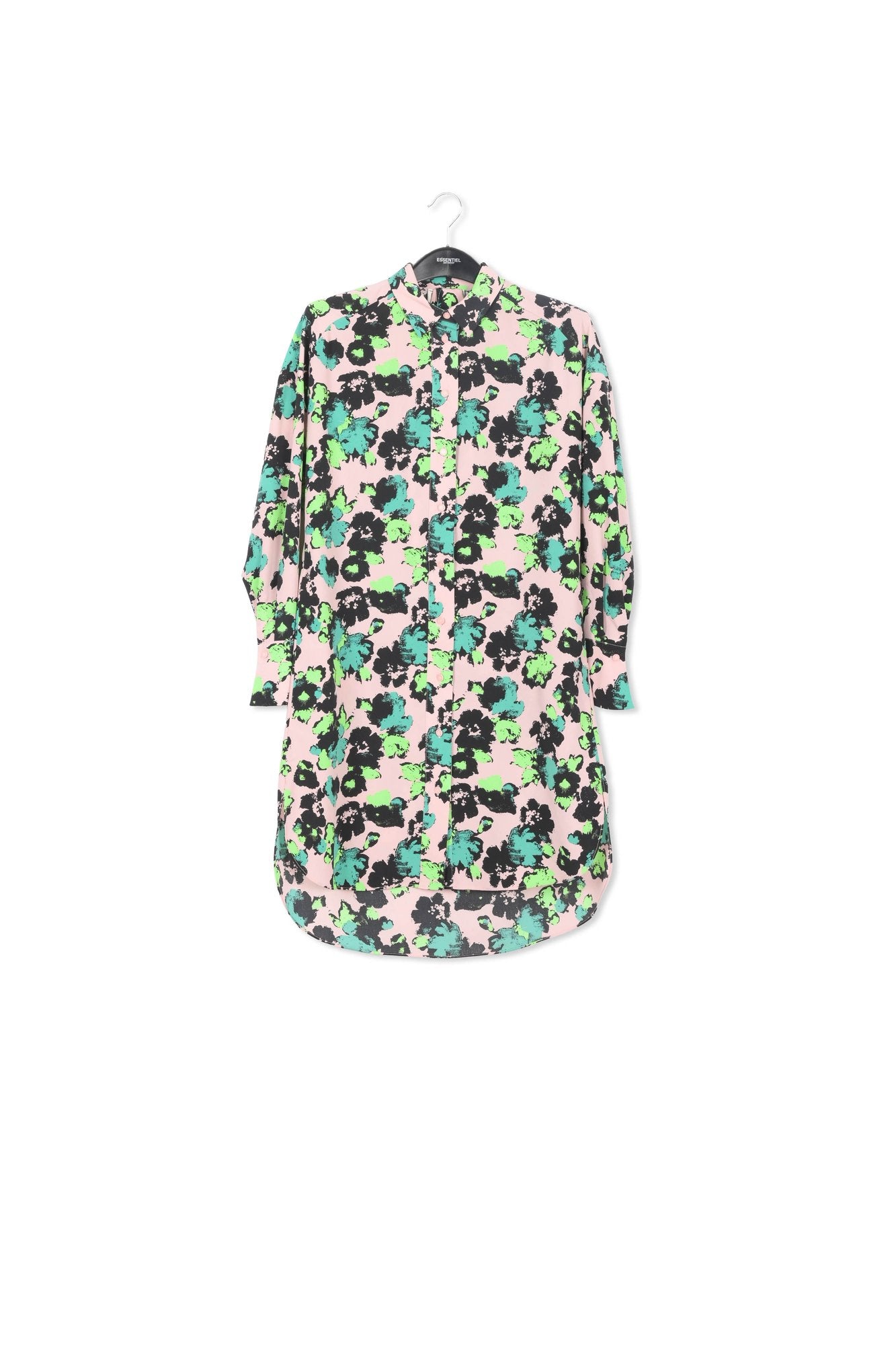 Mini-robe chemise rose à fleurs RE—SSENTIEL | Essentiel second hand