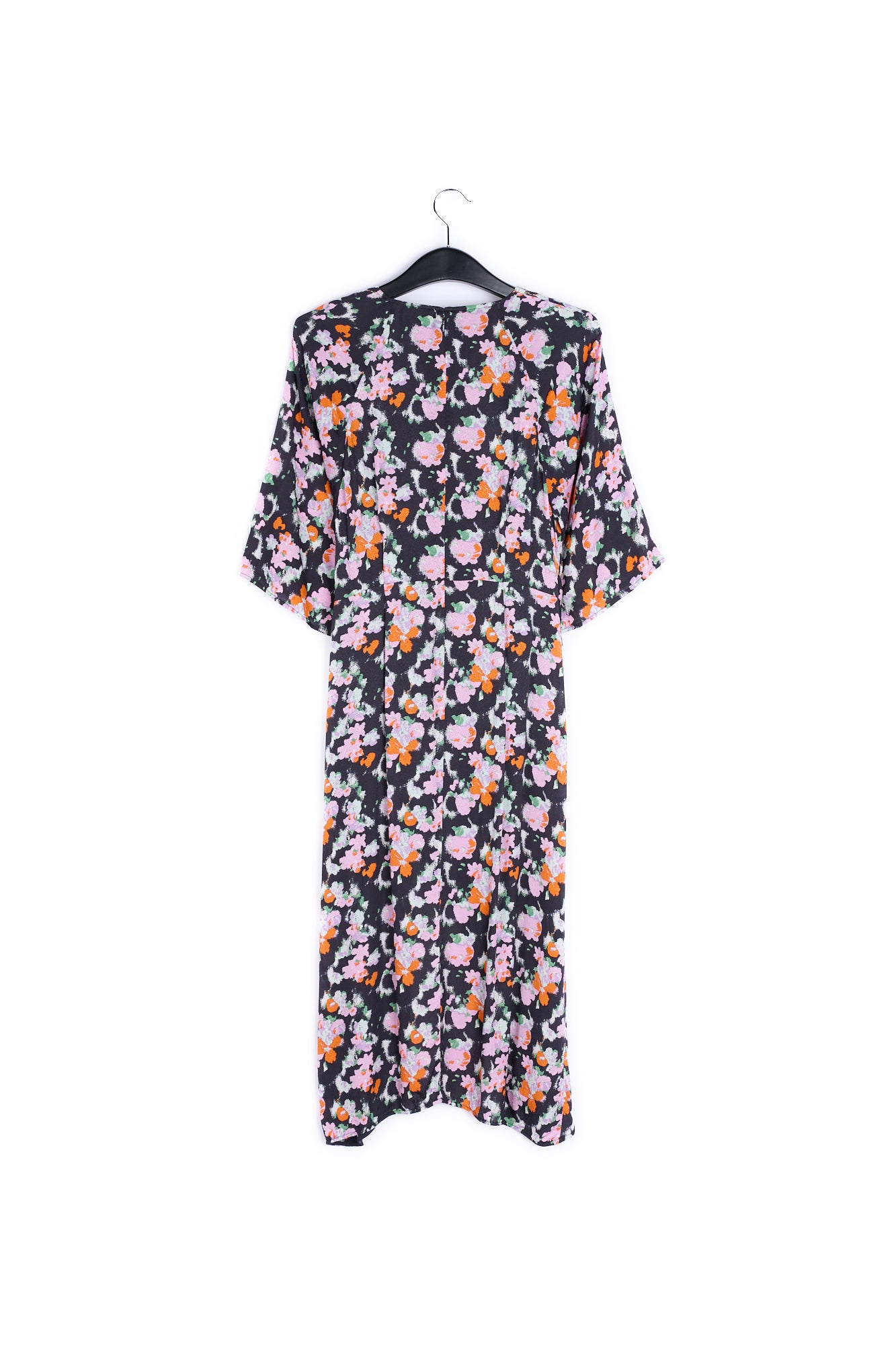 Dark blue midi-length floral print dress RE—SSENTIEL | Essentiel second hand
