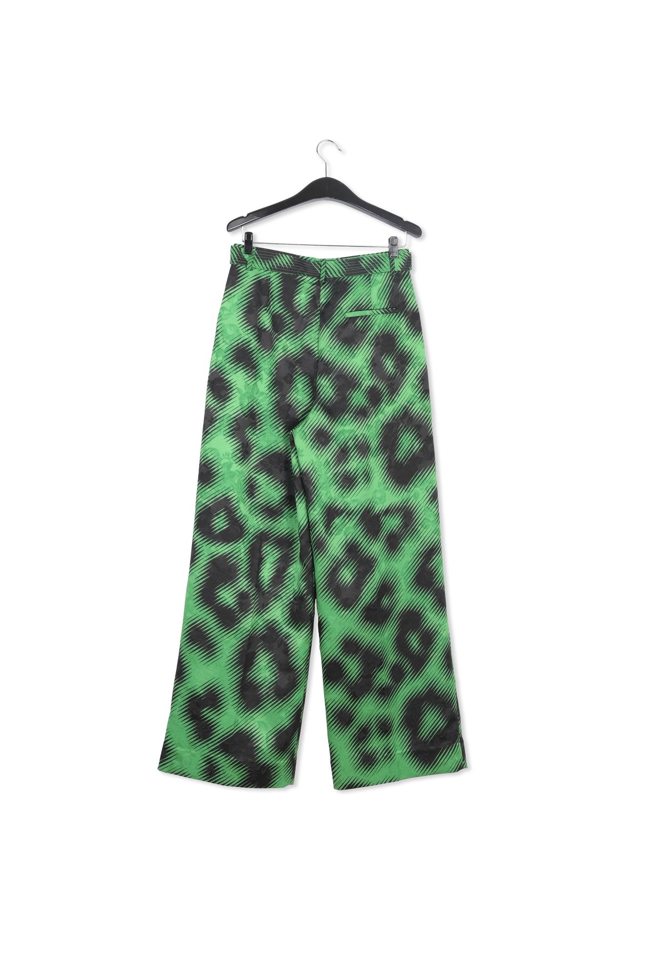 Green jacquard belted pants with leopard print RE—SSENTIEL | Essentiel second hand