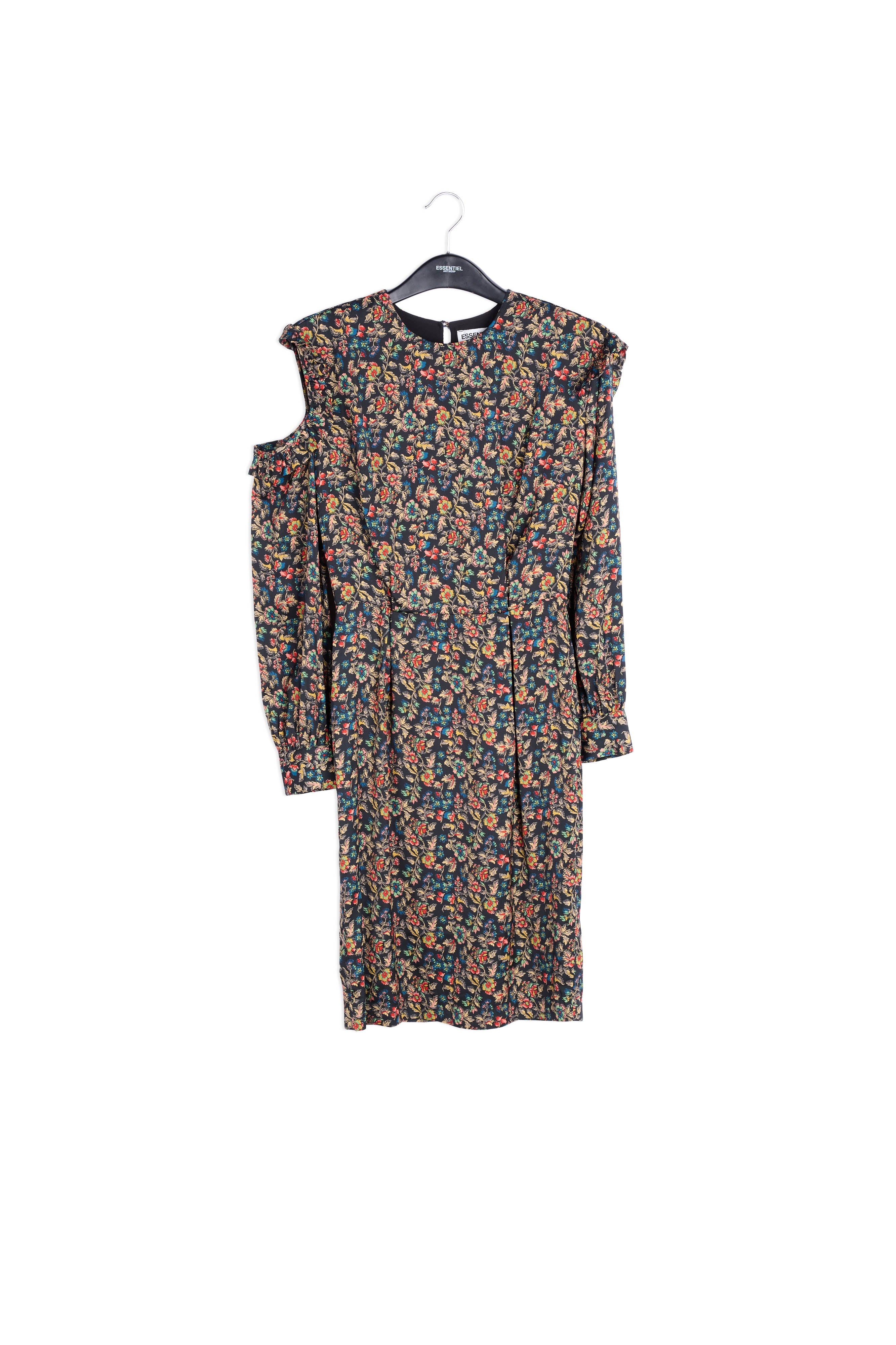 Aansluitende veelkleurige bloemenjurk RE—SSENTIEL | Essentiel second hand