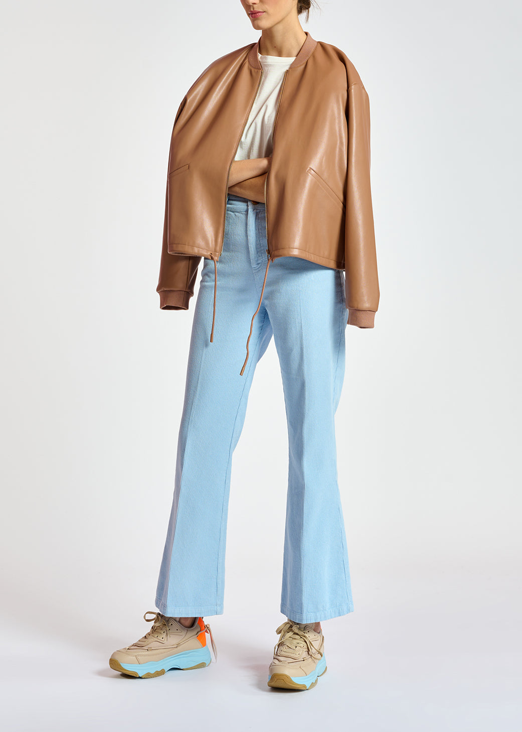 Brown faux leather bomber jacket RE—SSENTIEL | Essentiel second hand