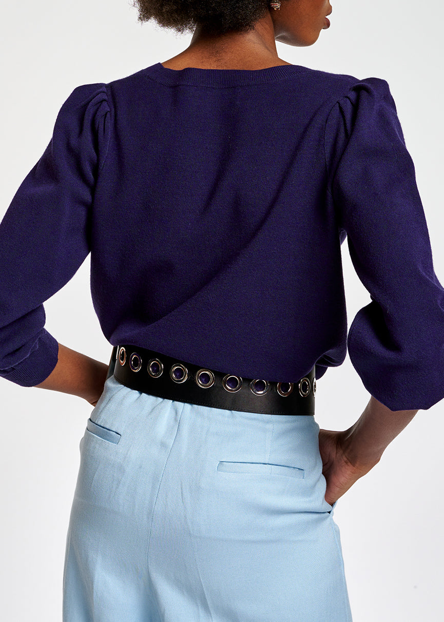 Dark blue sweater with pleat details RE—SSENTIEL | Essentiel second hand