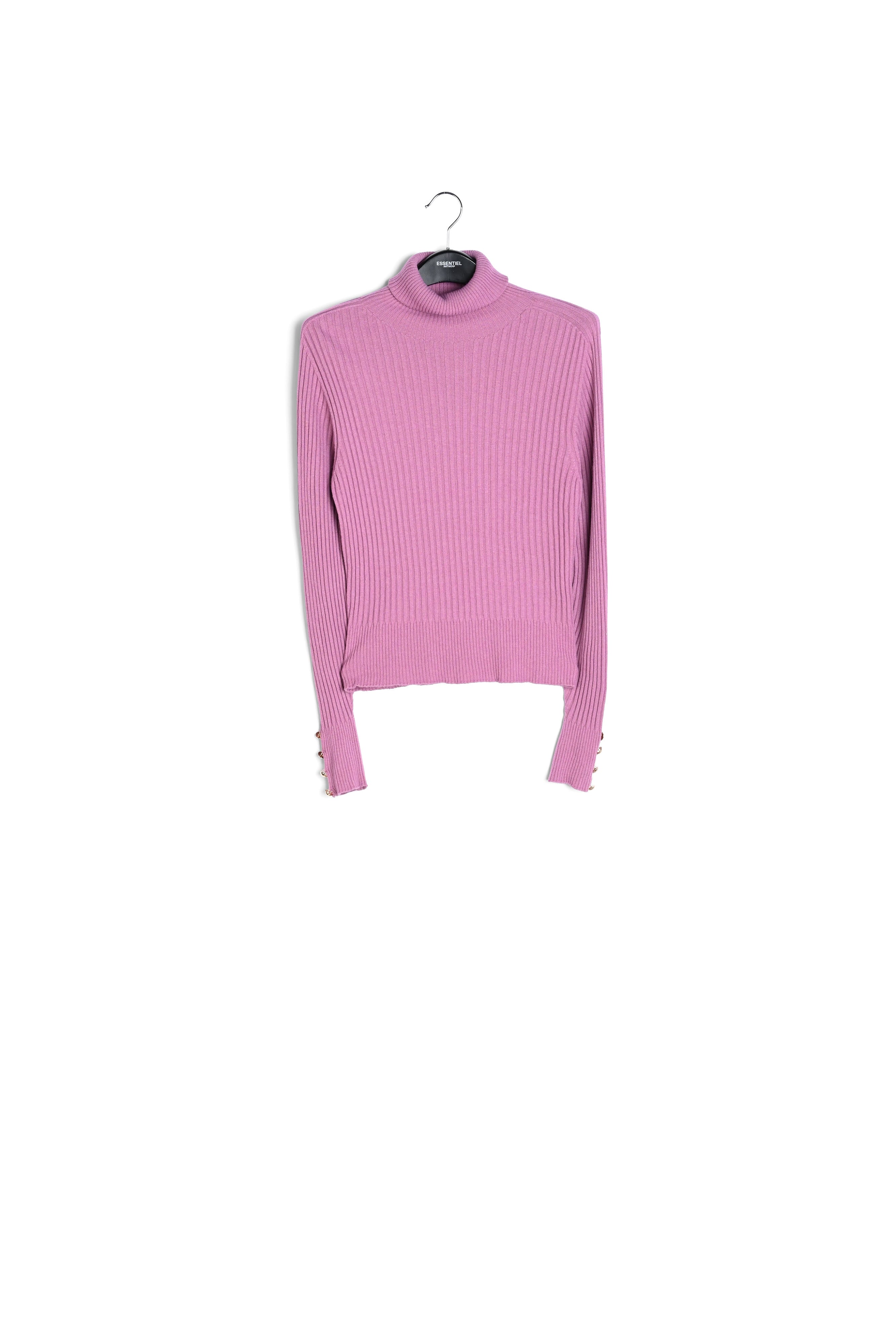 Pink rib-knitted turtleneck sweater RE—SSENTIEL | Essentiel second hand