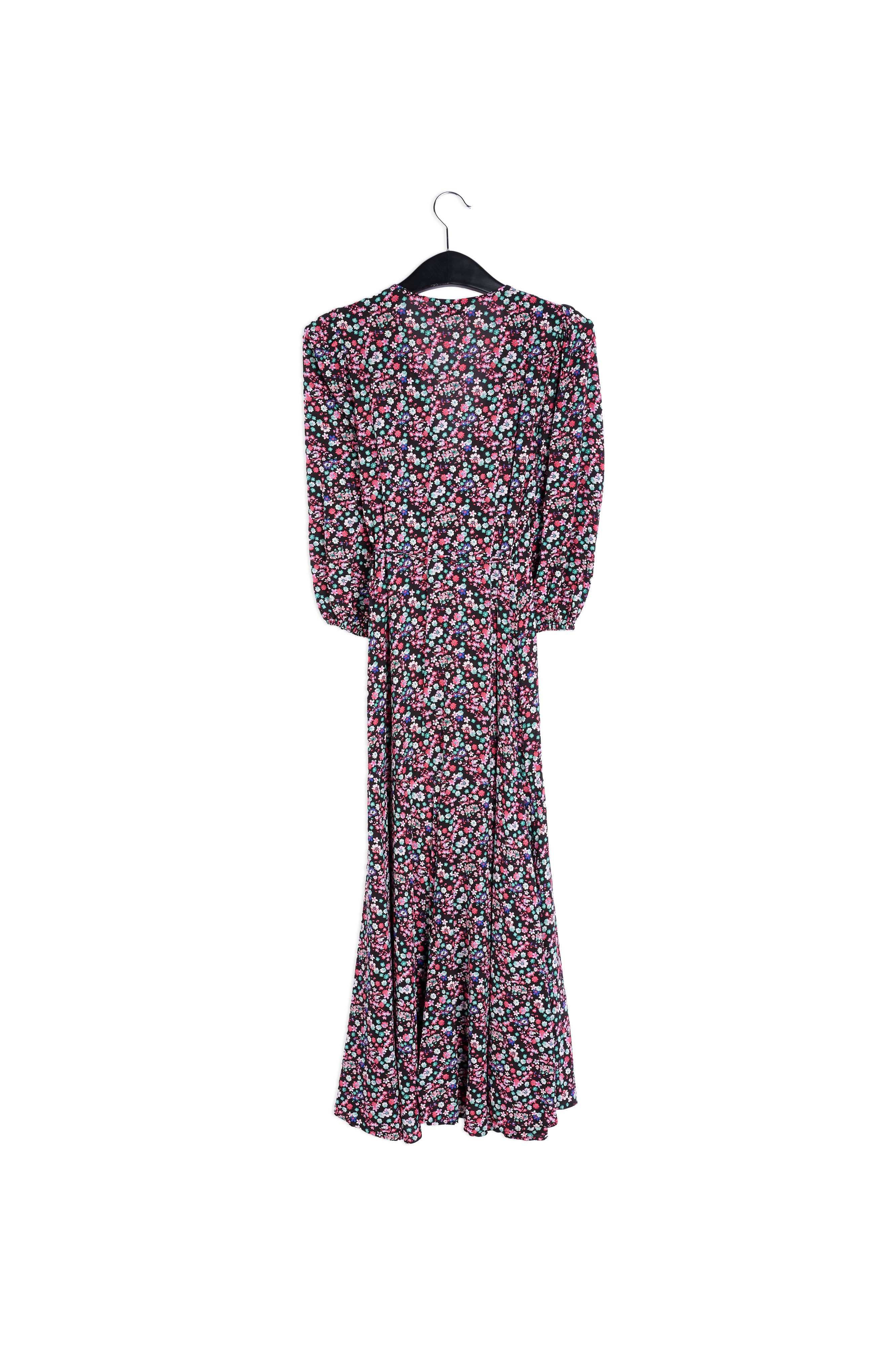 Black floral-print wrap maxi dress RE—SSENTIEL | Essentiel second hand