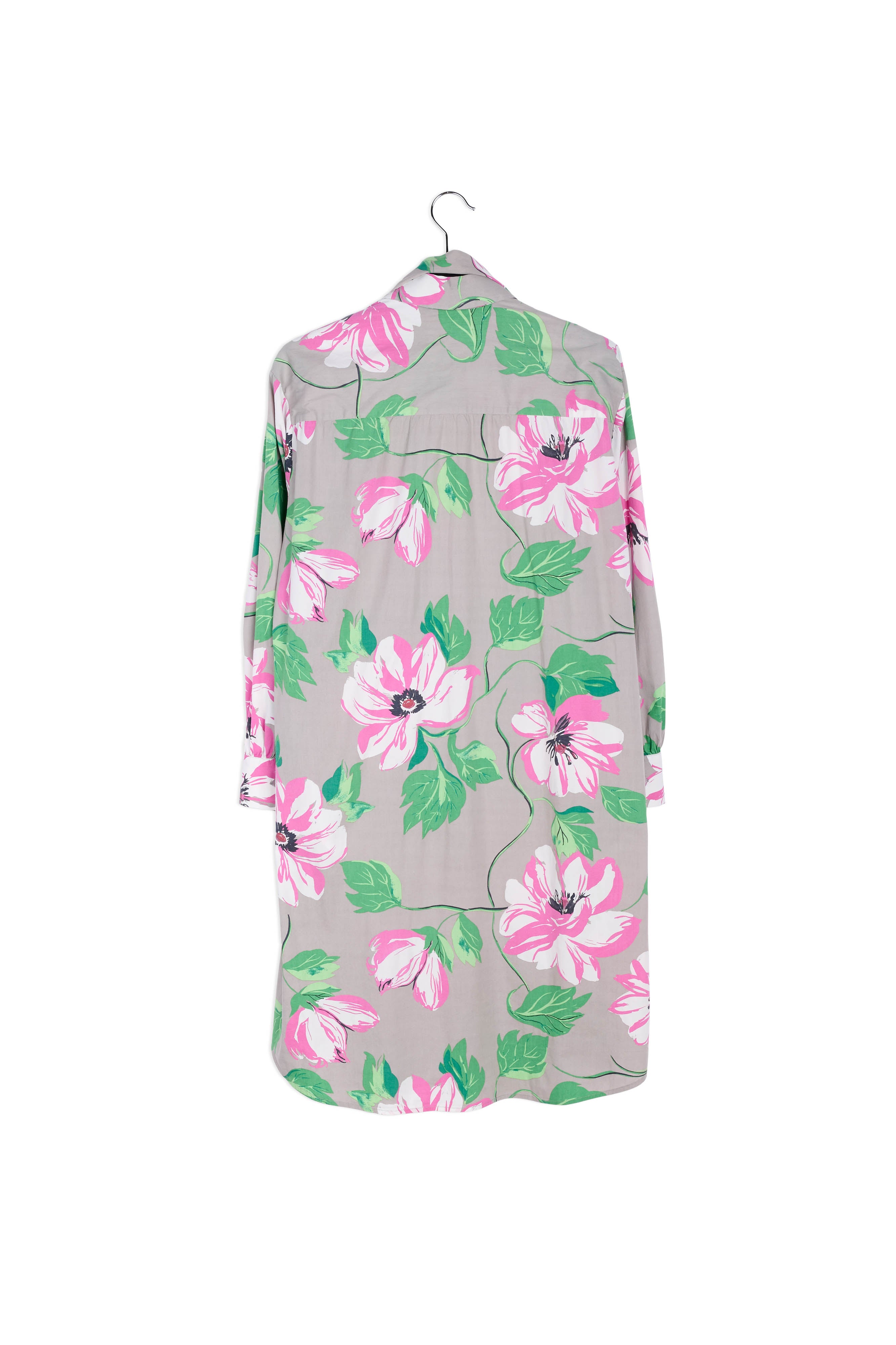 Grijze katoenen hemdjurk met bloemenprint RE—SSENTIEL | Essentiel second hand