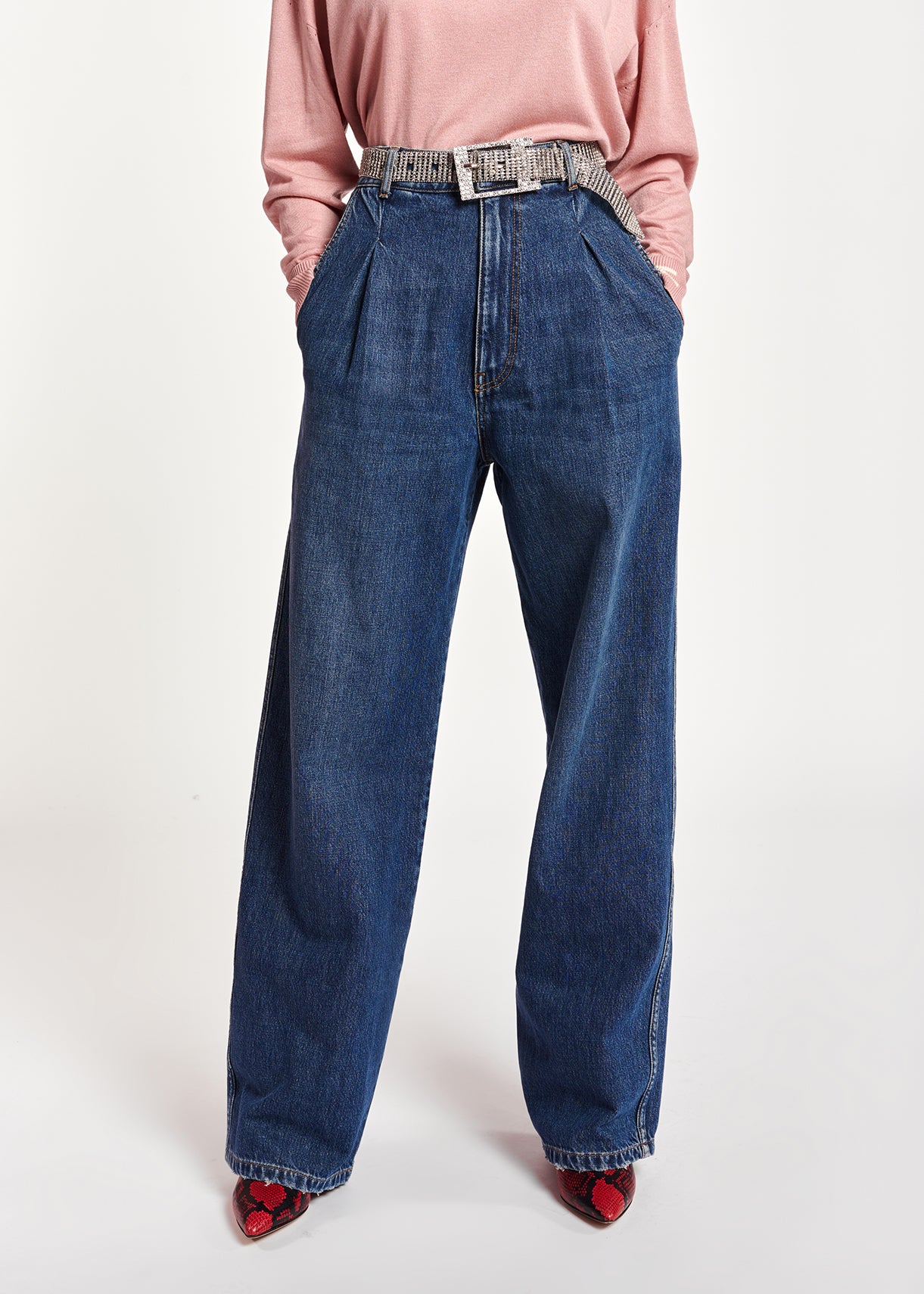 Blue high-waisted wide-leg jeans RE—SSENTIEL | Essentiel second hand