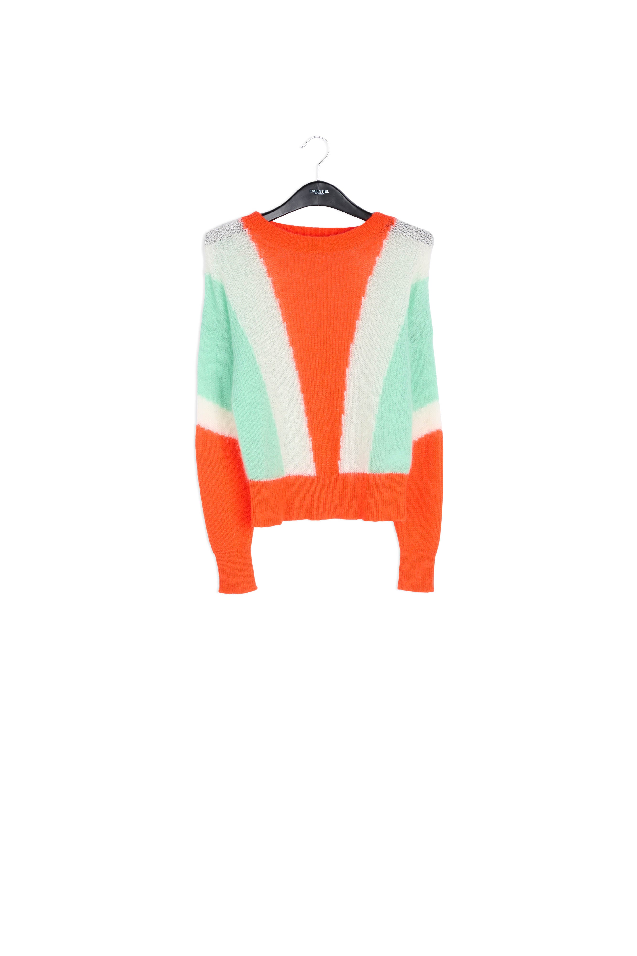 Orange, off-white and mint green mohair-blend sweater RE—SSENTIEL | Essentiel second hand