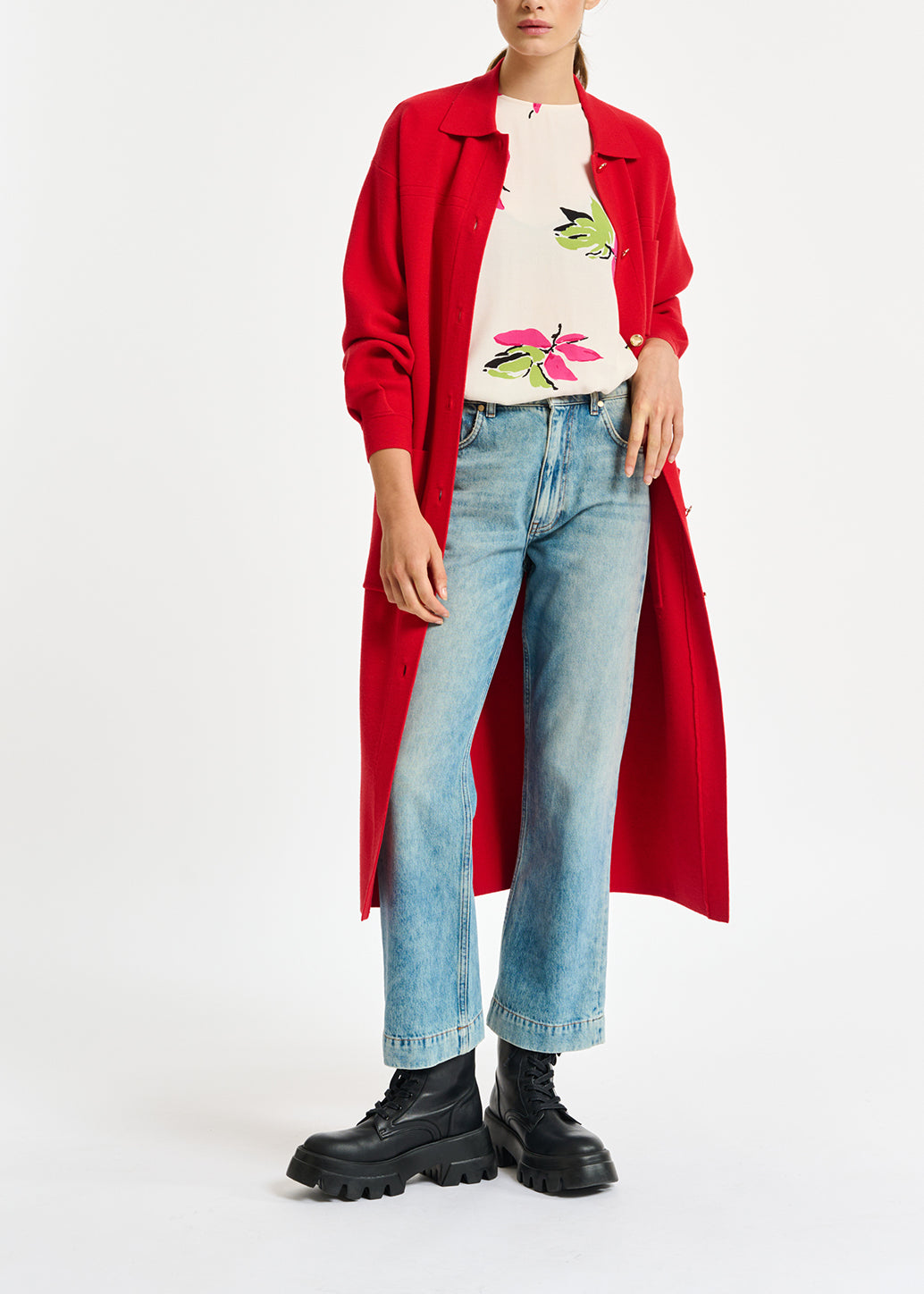 Cardigan rouge avec ceinture RE—SSENTIEL | Essentiel second hand