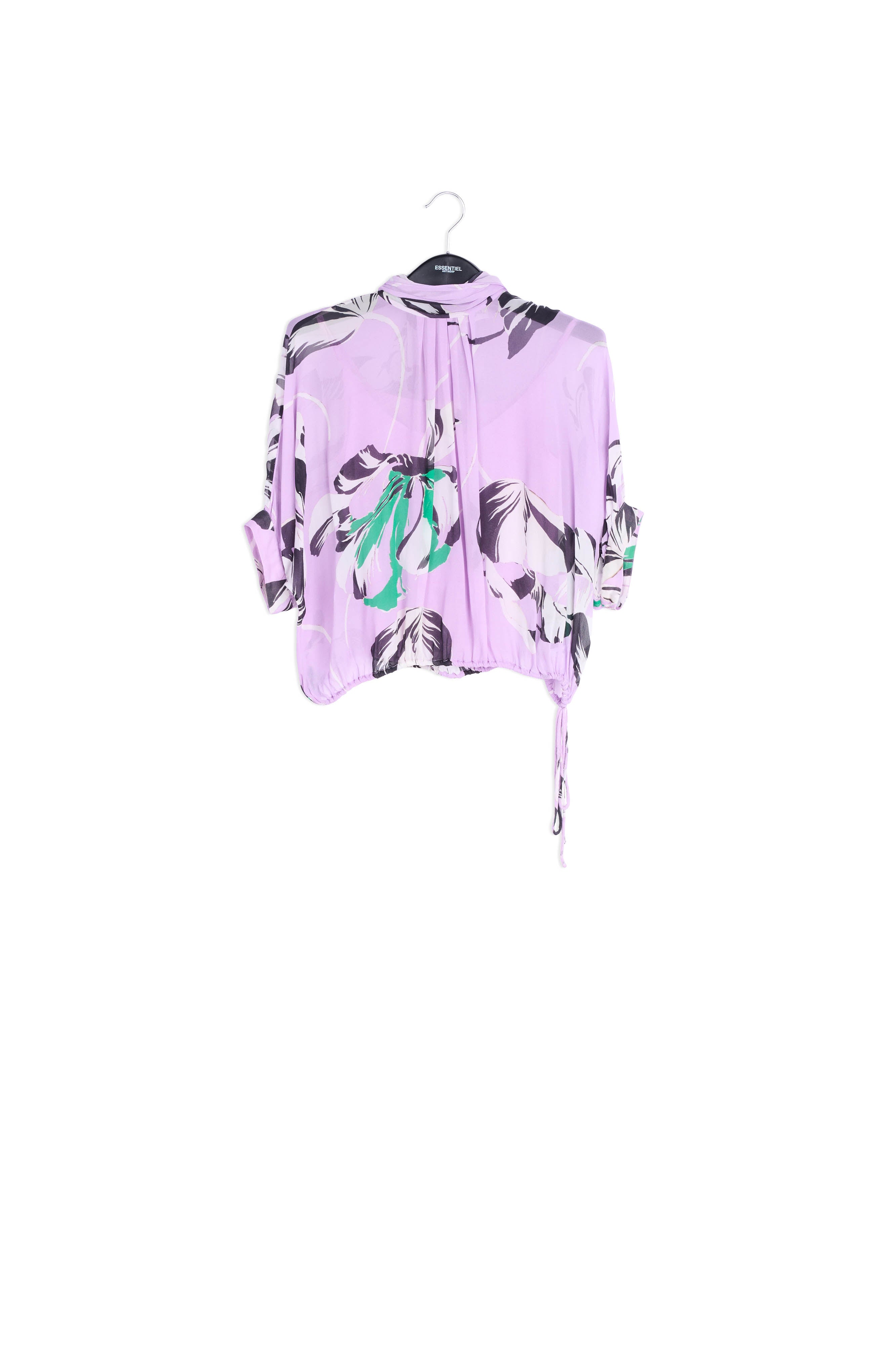 Lilac voluminous floral-print sheer top RE—SSENTIEL | Essentiel second hand