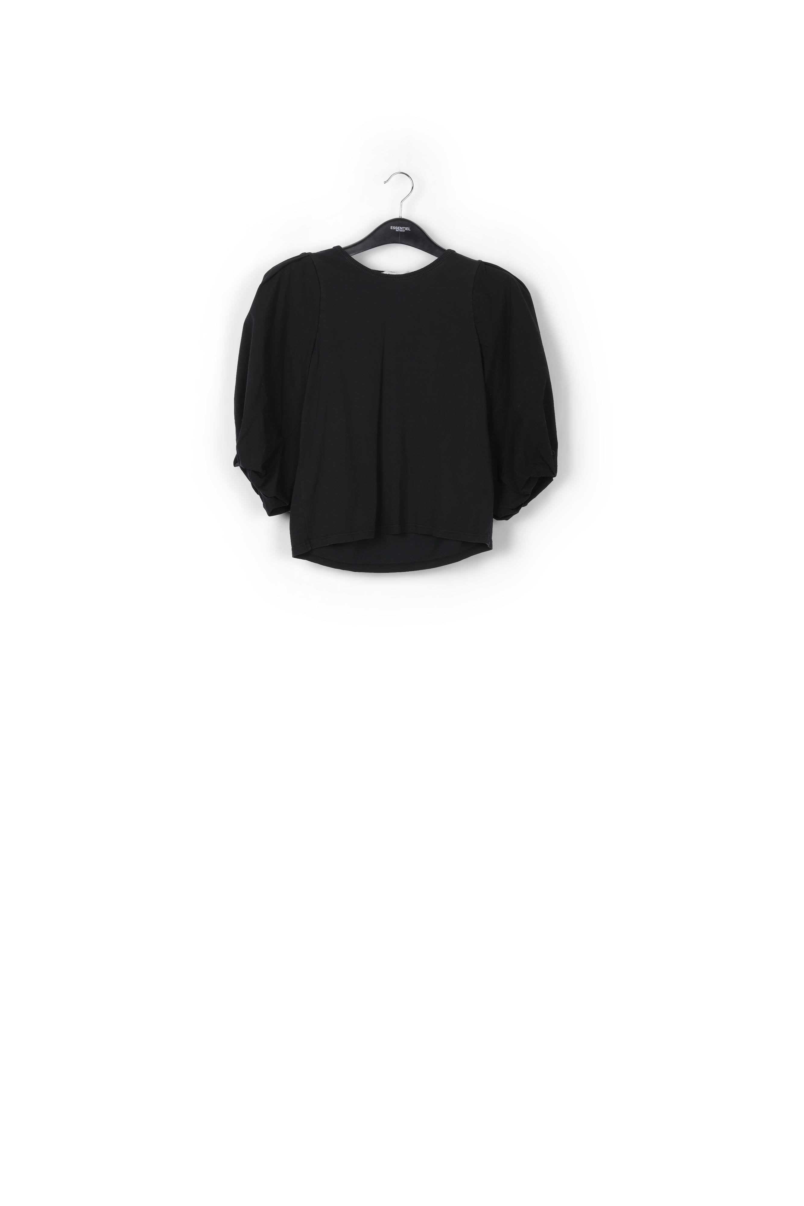 Black jersey T-shirt with cotton-poplin sleeves RE—SSENTIEL | Essentiel second hand