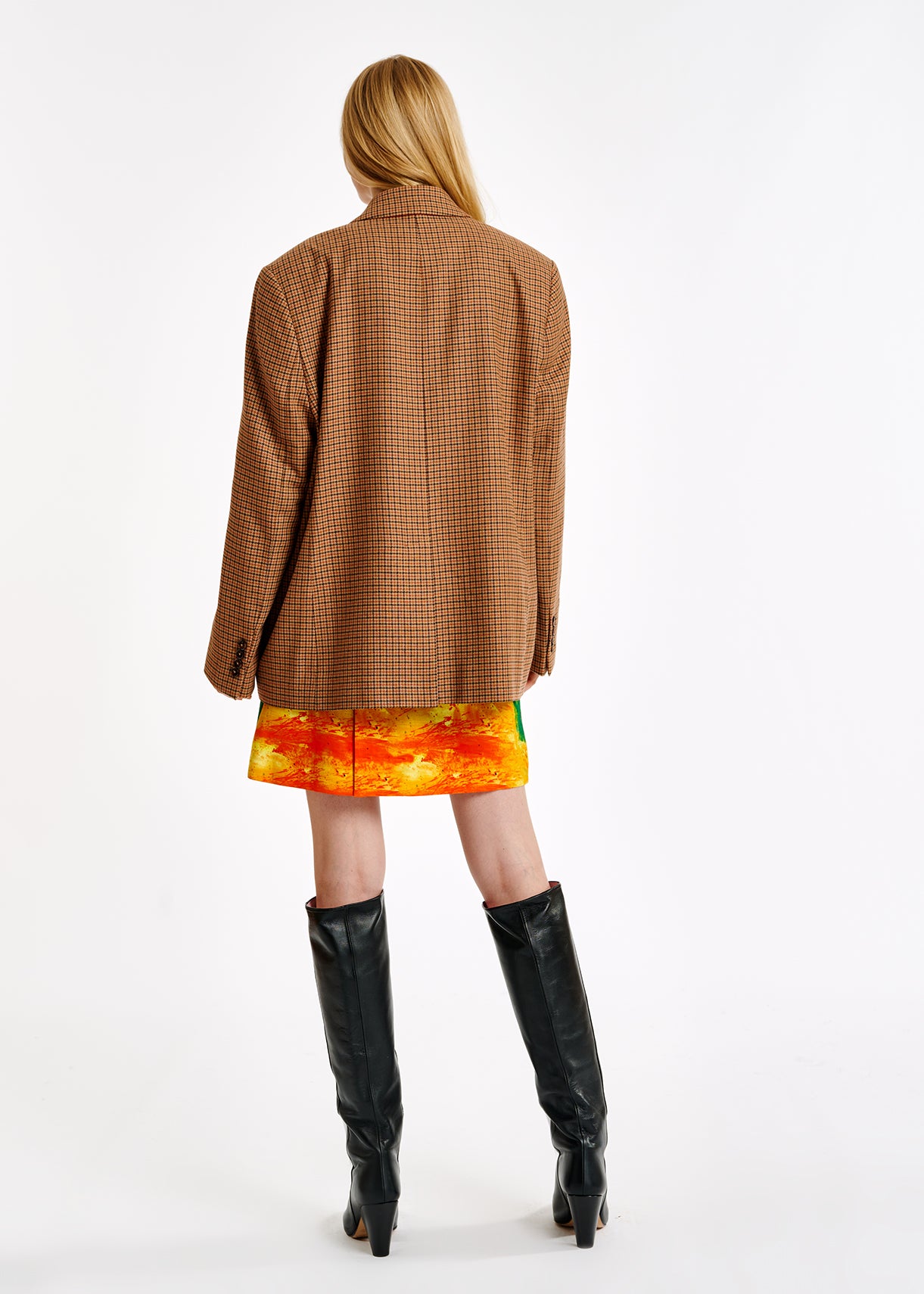 Brown check oversized-fit blazer RE—SSENTIEL | Essentiel second hand