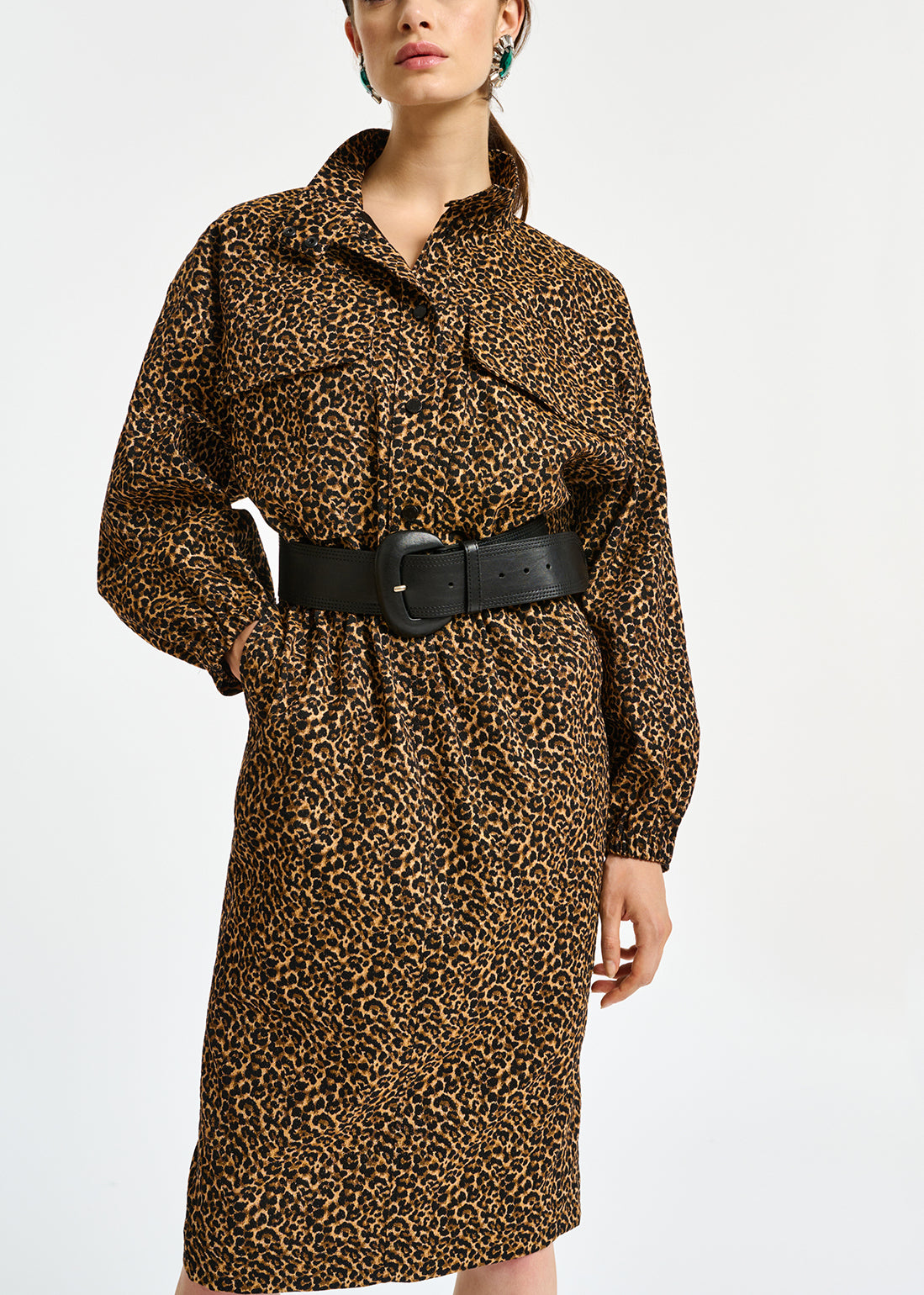 Jacquard knee-length dress with leopard motif RE—SSENTIEL | Essentiel second hand