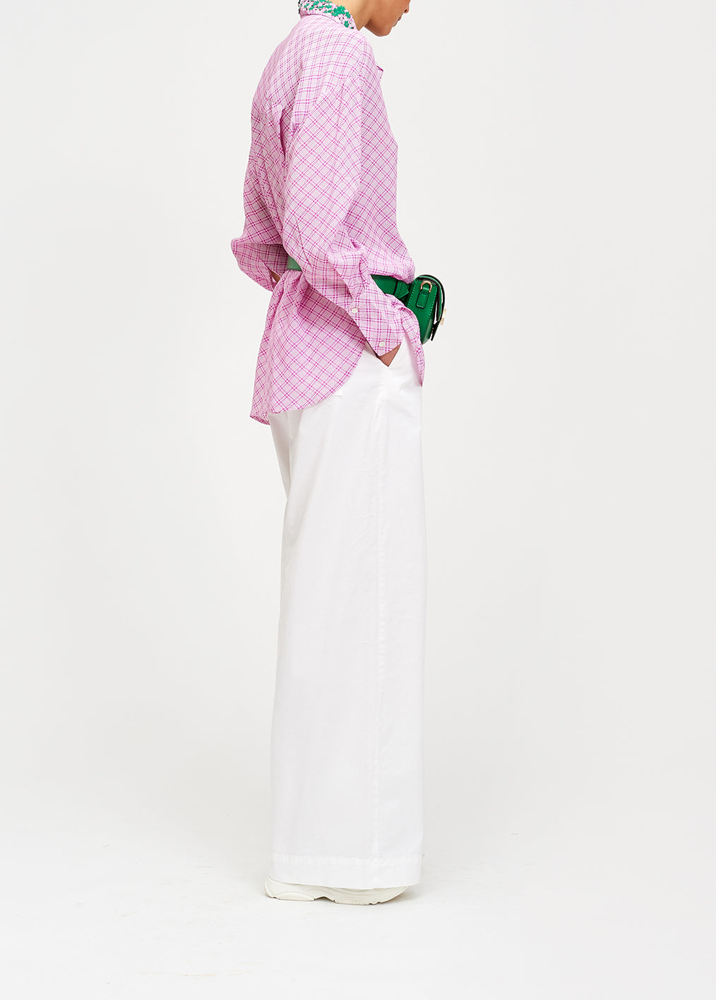 Pink and white check shirt with embellished collar RE—SSENTIEL | Essentiel second hand