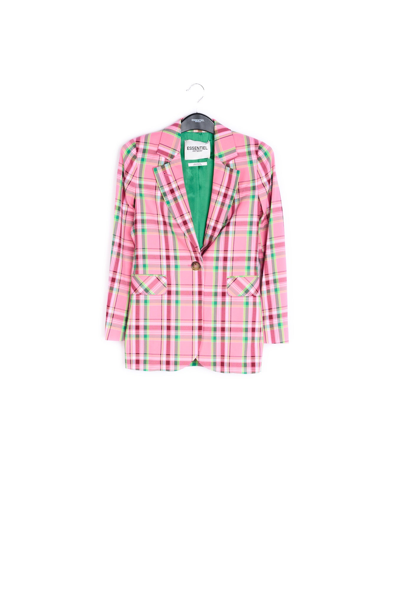 Pink plaid pattern blazer RE—SSENTIEL | Essentiel second hand