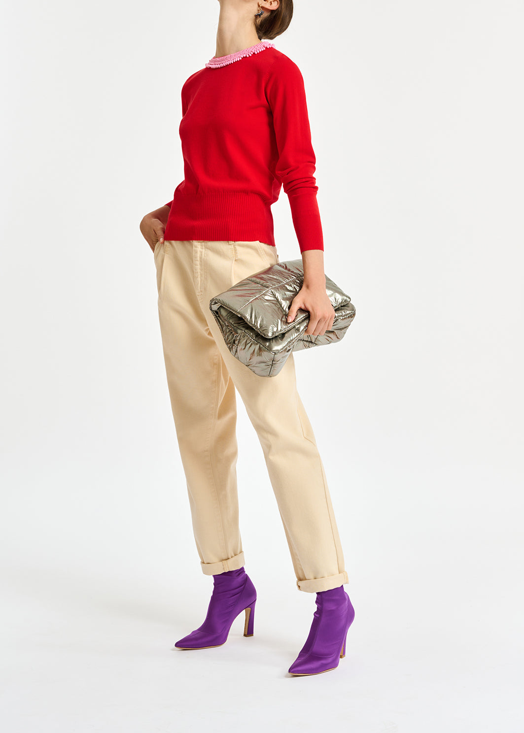 Ecru denim tapered high-rise jeans RE—SSENTIEL | Essentiel second hand